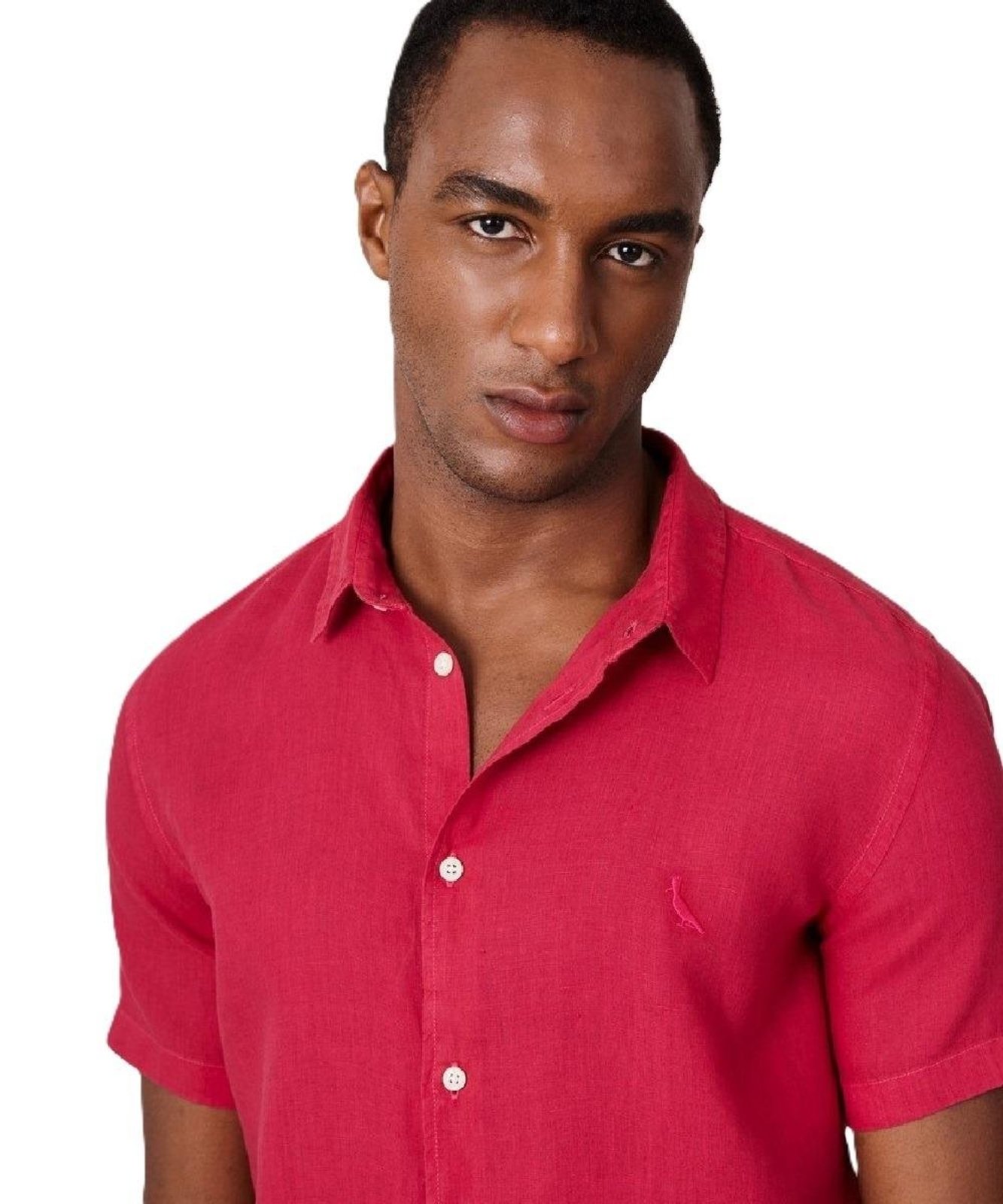 Vista 3 Camisa Manga Curta Linho Tinturado Reserva MAGENTA roxo magenta Reserva roxo magenta