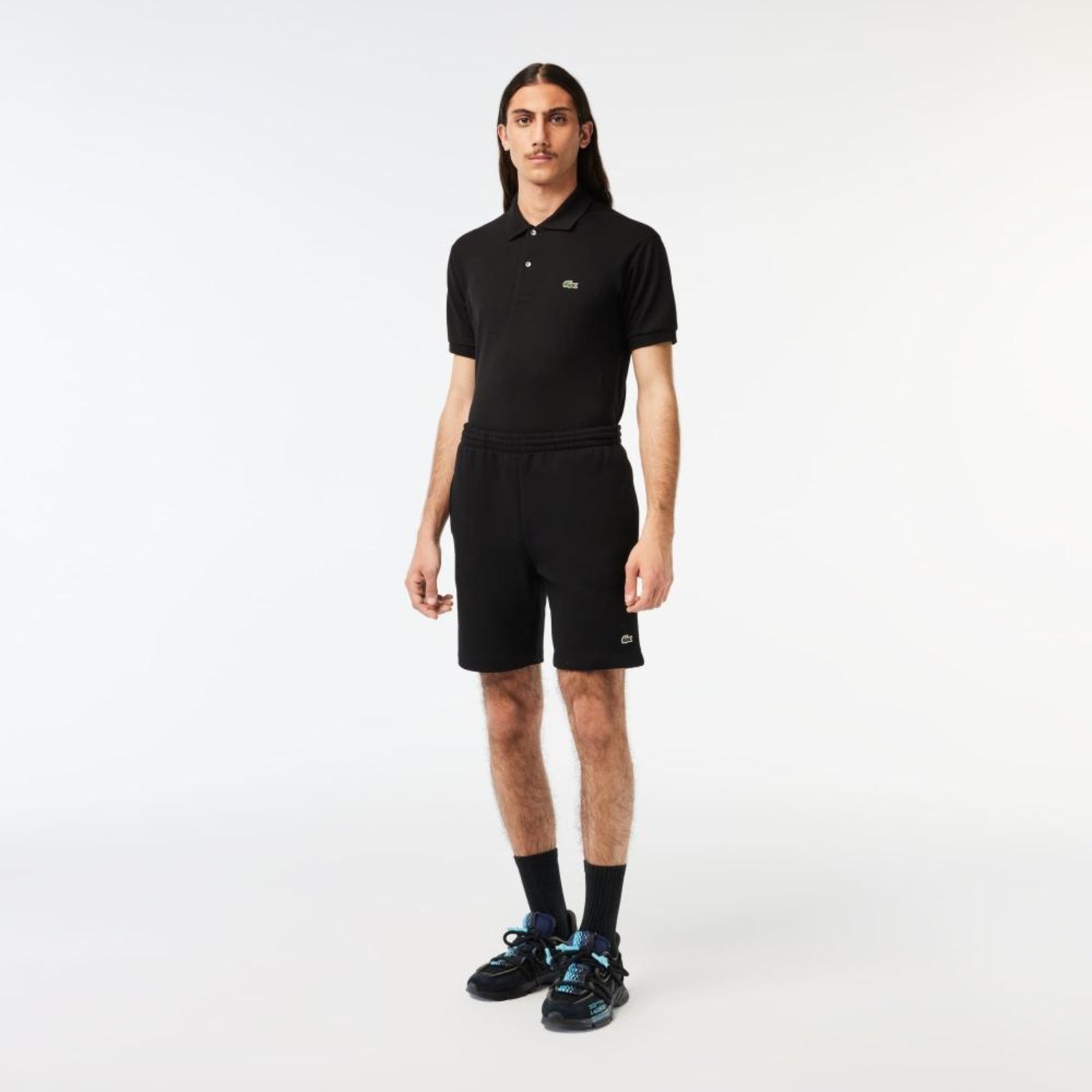 Bermuda Lacoste Moletom Lacoste Masculina Lisa Preto