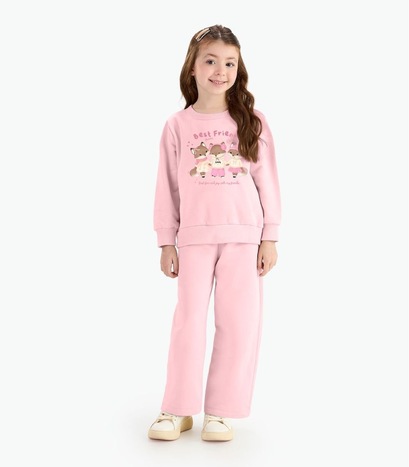 Infantil - Conjunto Blusão Com Calça Feminina Rovi Rosa
