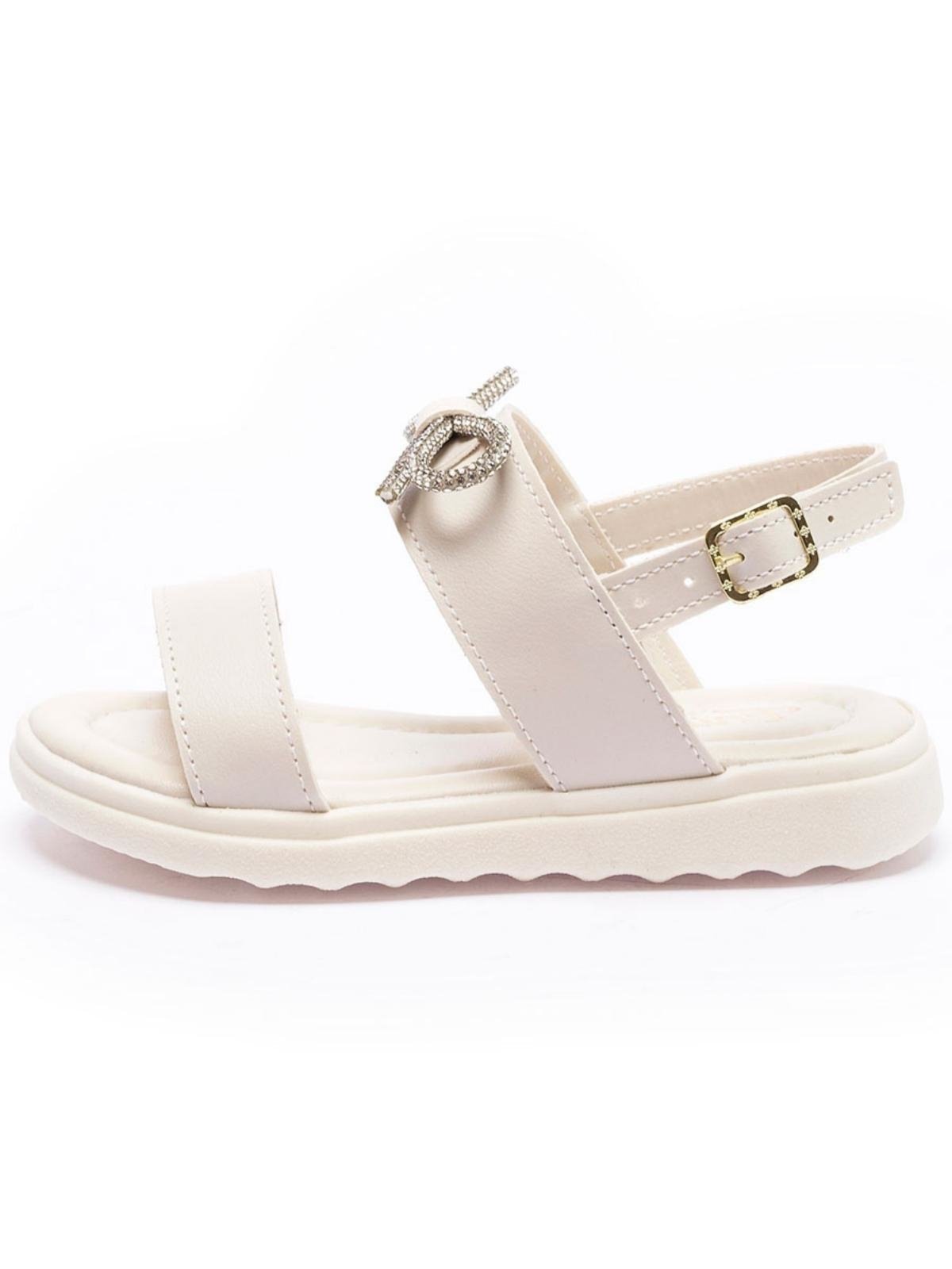 Infantil – Sandália Feminina Tininha Menina Laço Strass Off White