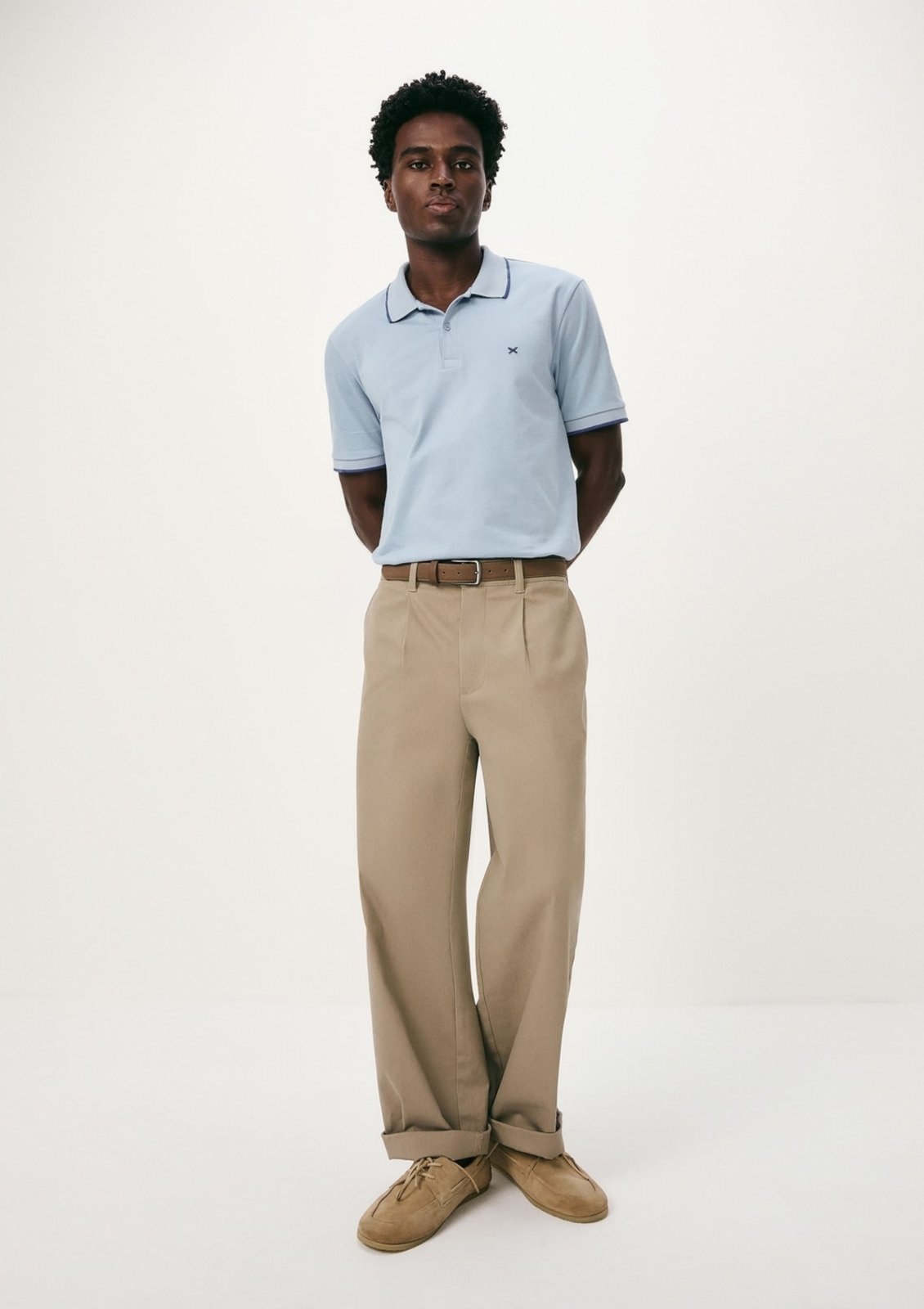 Vista 3 Camisa Polo Básica Masculina Em Malha De Algodão Com Bordado Hering azul Hering azul