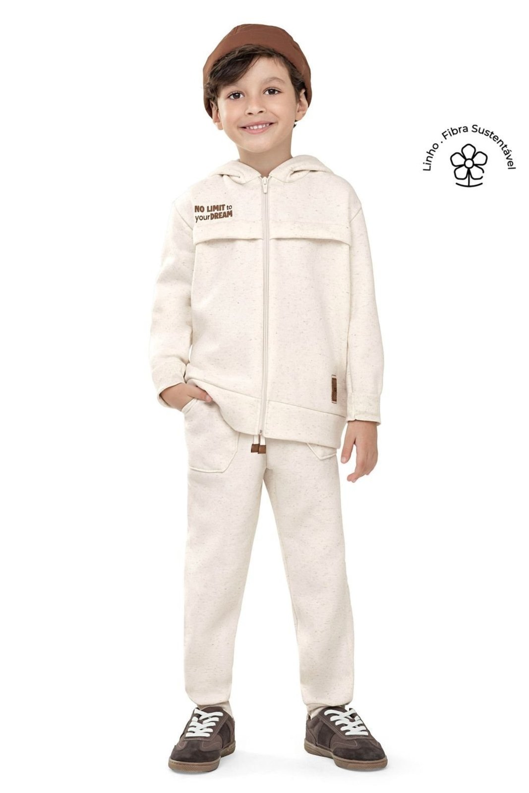 Infantil - Conjunto Menino Moletom Linho Colorittá Bege