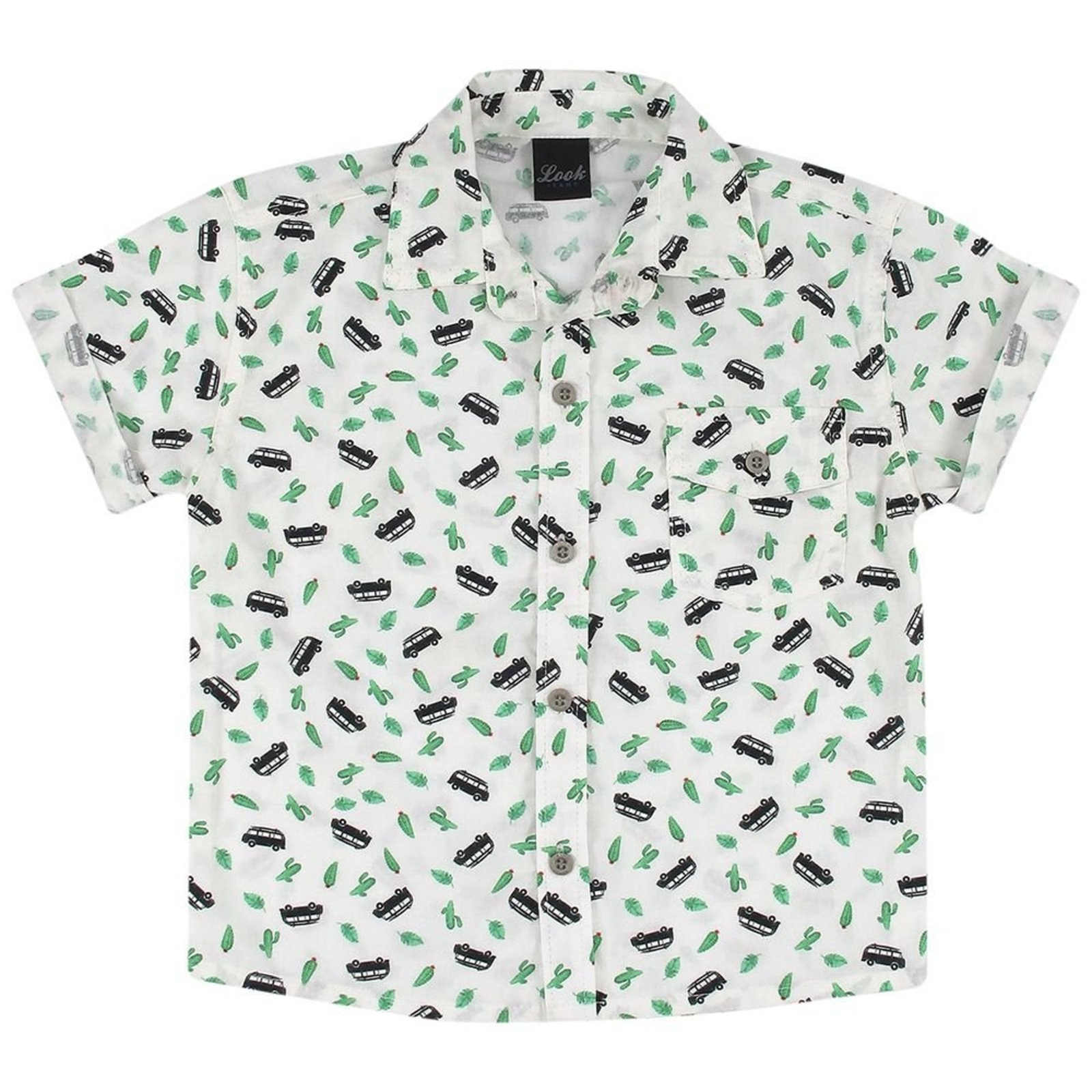 Infantil - Camisa Look Jeans Estampada Branco