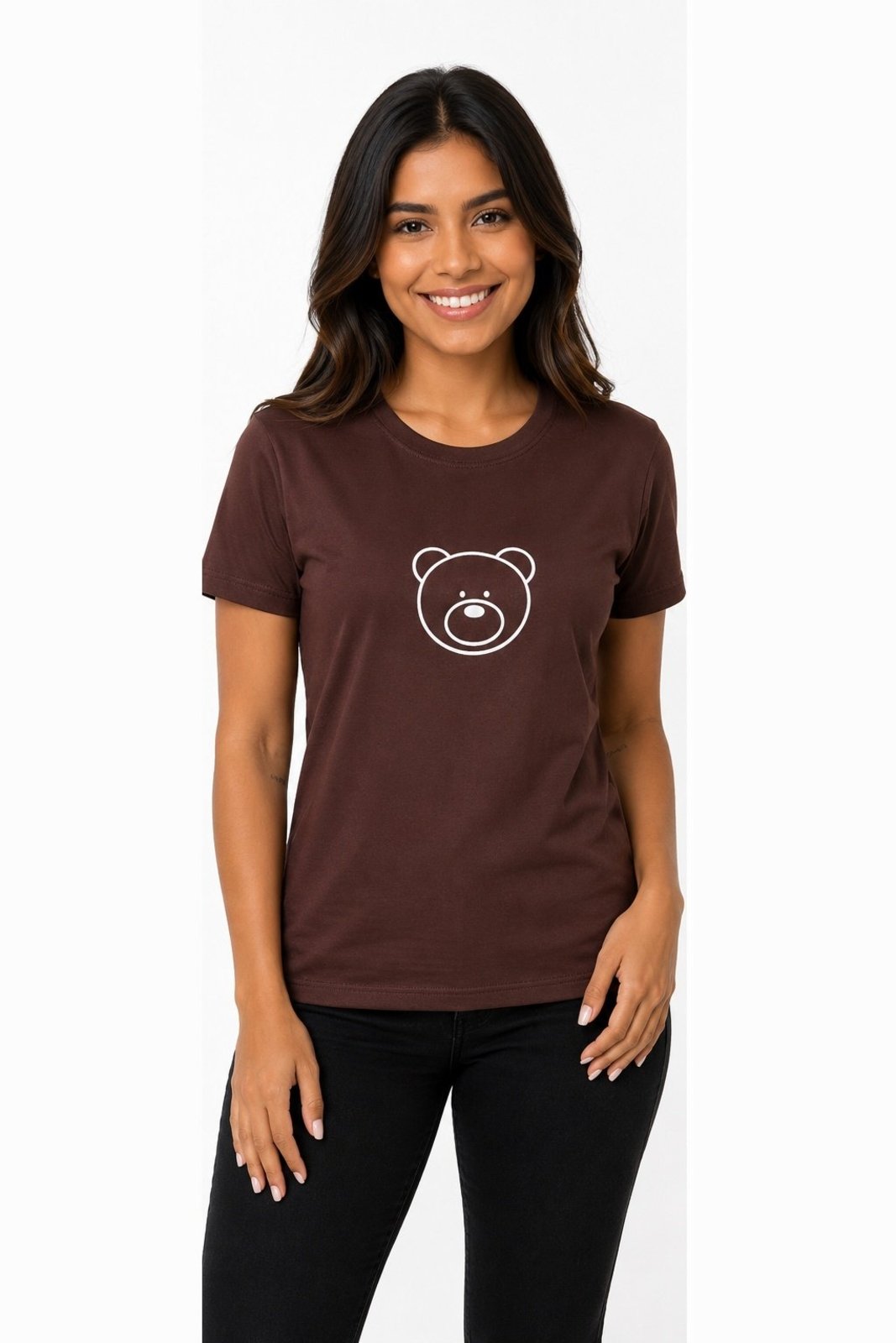T-shirt Feminina D Bell Outlet Urso Marrom