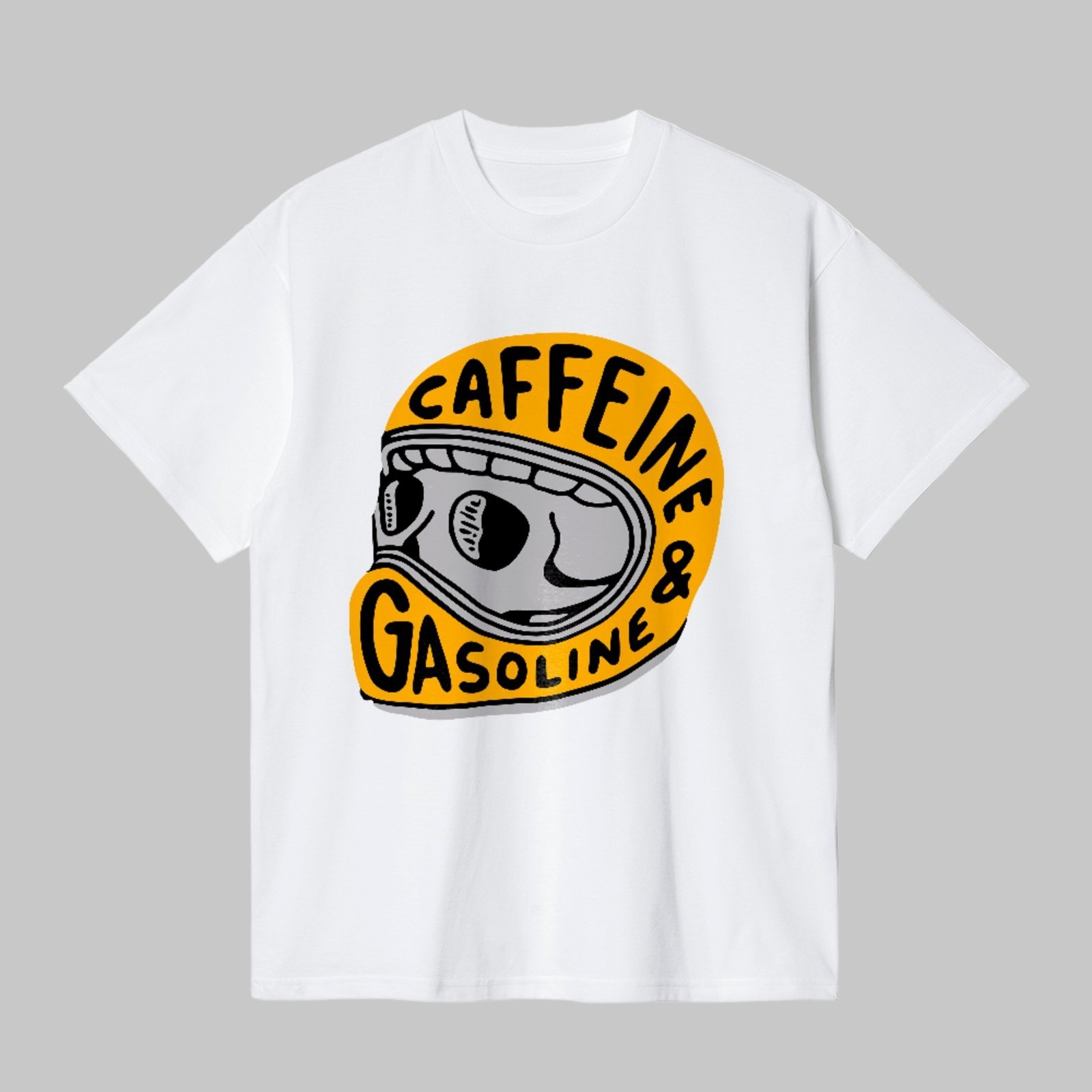 Camiseta Básica Café e Gasolina Motoqueiro Vintage Style Branco