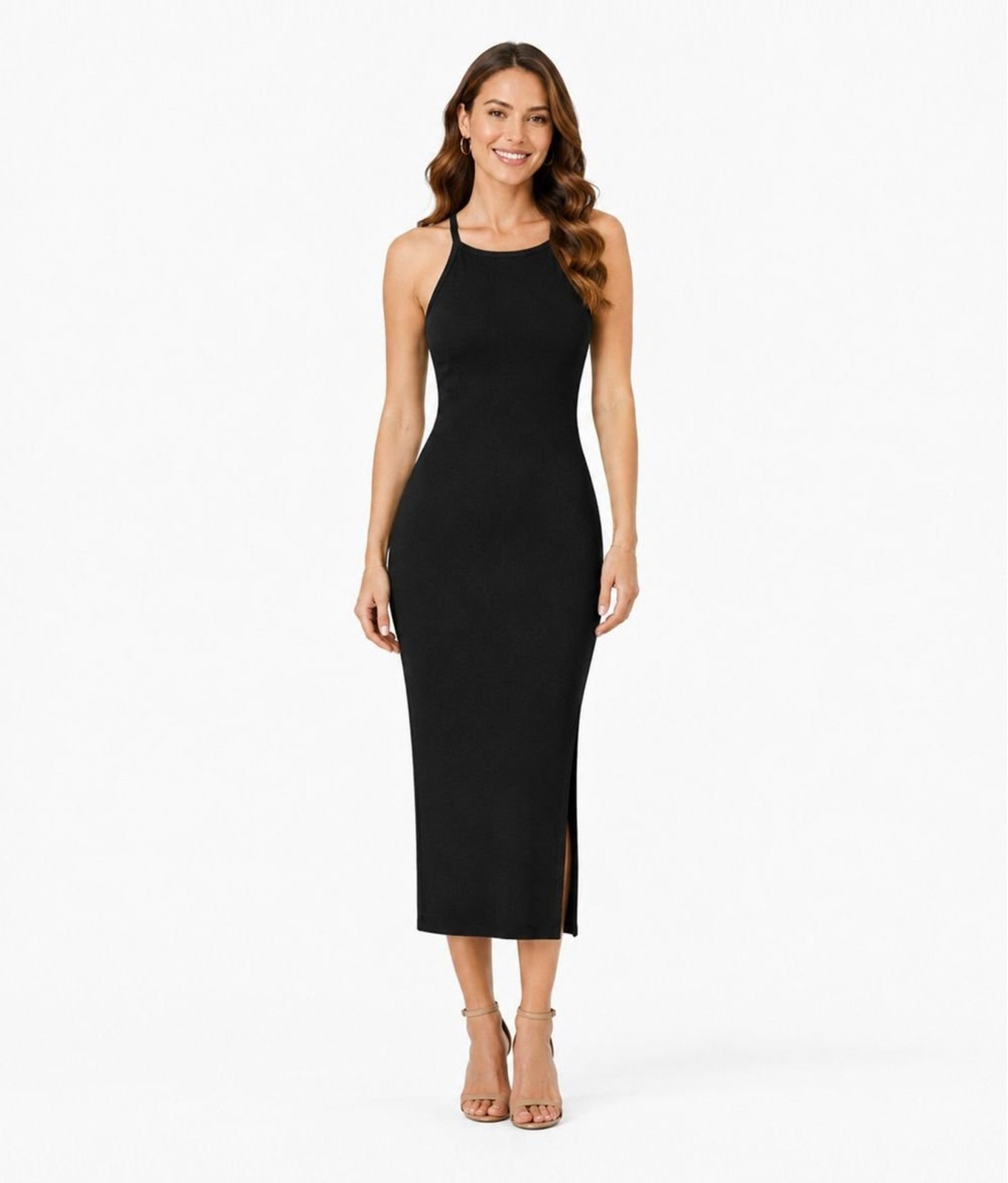 Vestido Feminino Em Ribana Infinita Cor Preto