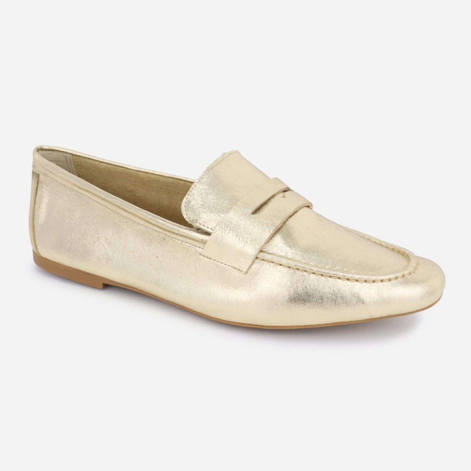 Loafer Couro Maria Paula Feminino Casual Prata Velho