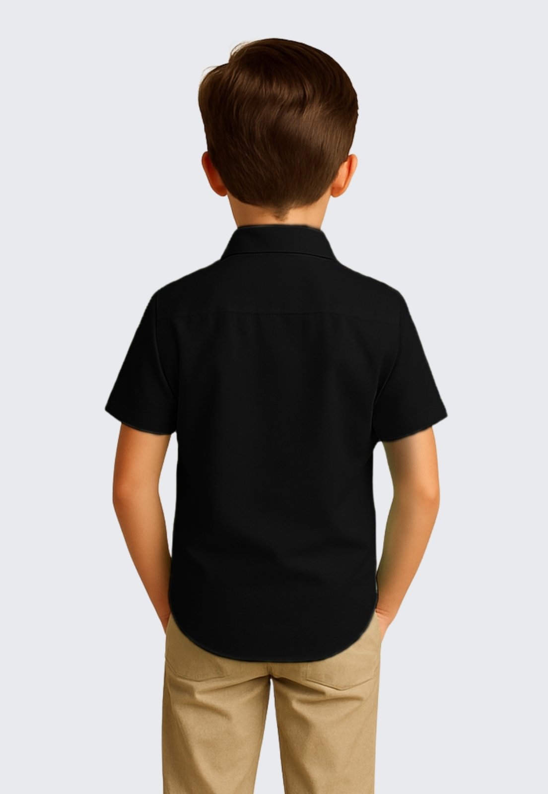 Vista 3 Infantil - Camisa Social Masculina Manga Curta Daze Modas Preto branco Daze Modas branco