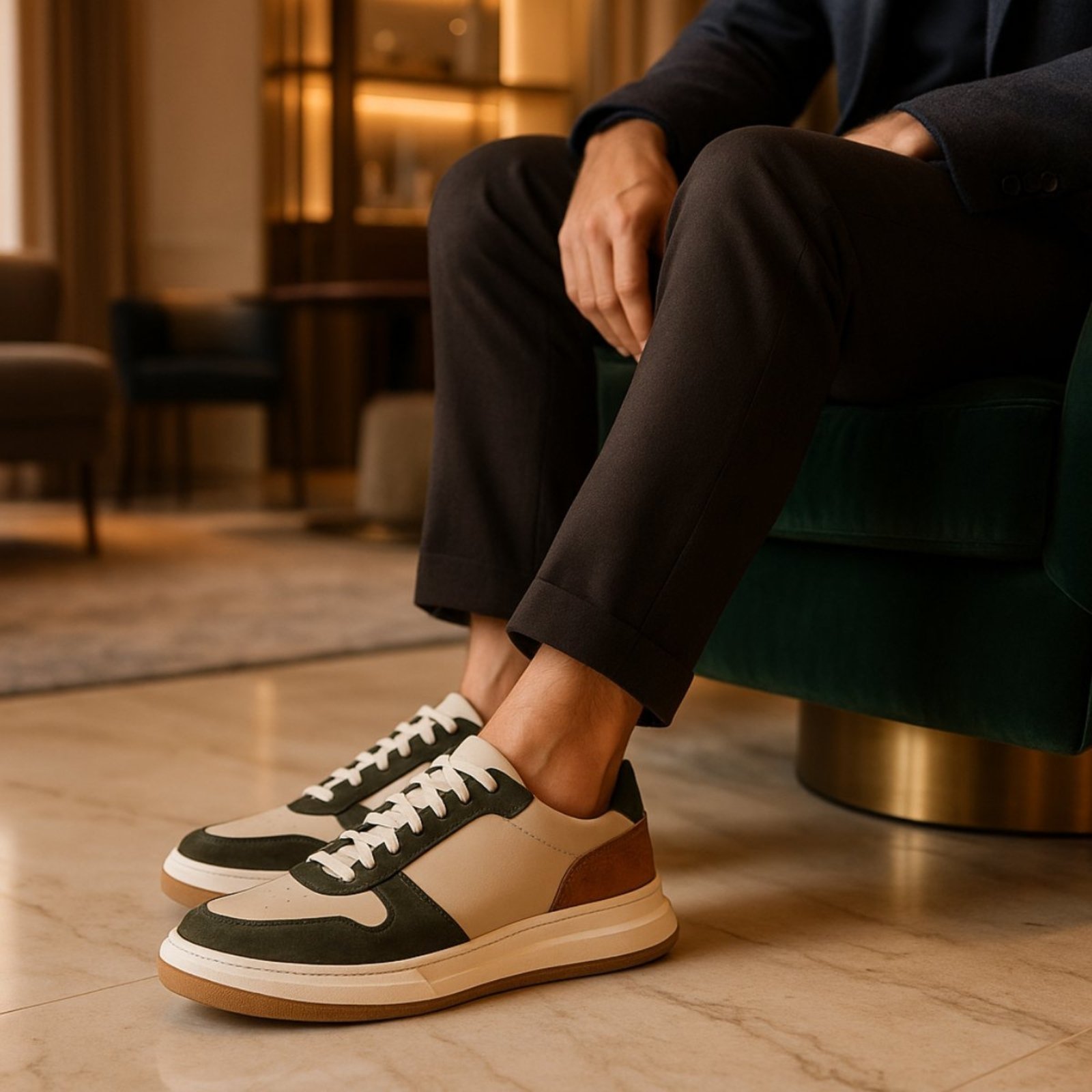 Tênis Sneaker Masculino Couro Legítimo Camurça Streetwear Off White