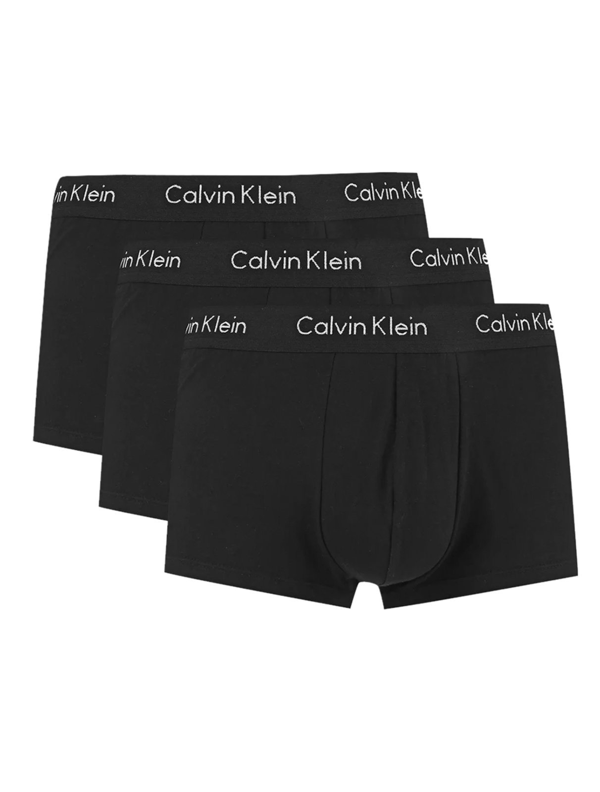 Cuecas Calvin Klein Low Rise Trunk Print All Black Pretas Pack 3UN
