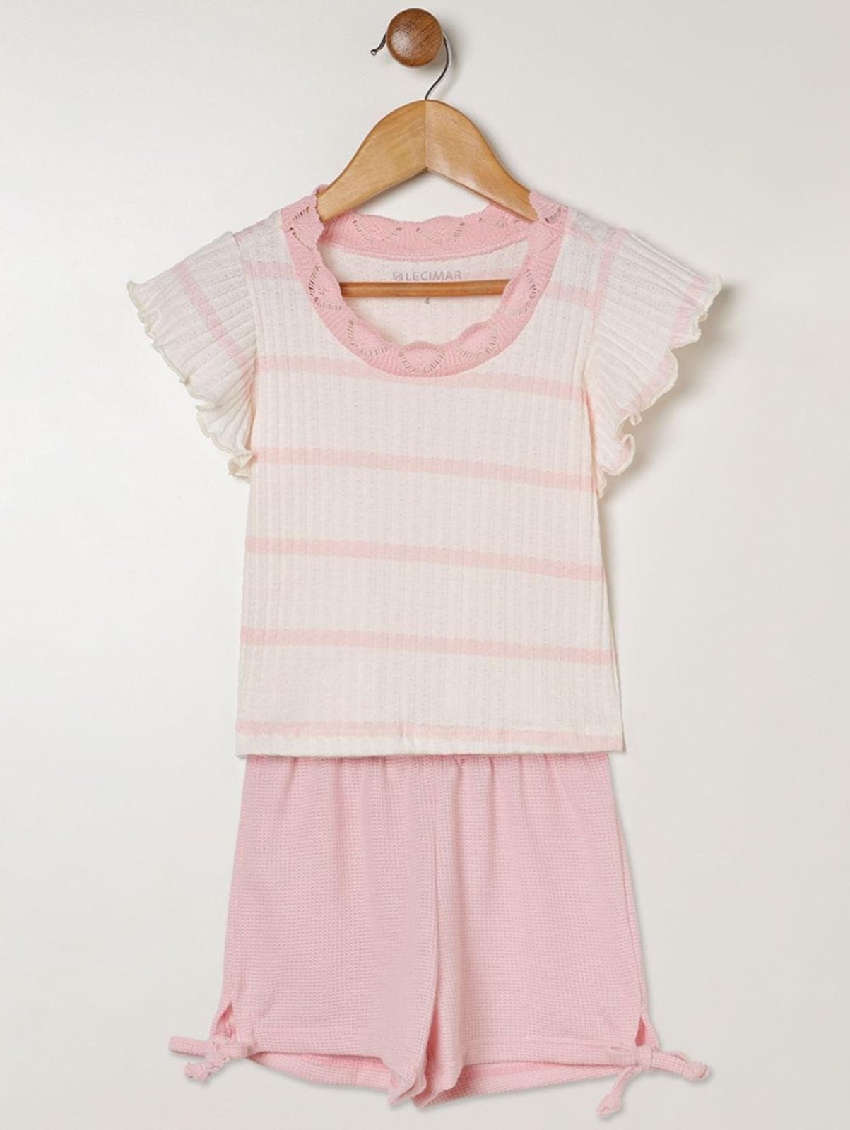 Infantil - Conjunto Curto Canelado Para Menina- ROSA