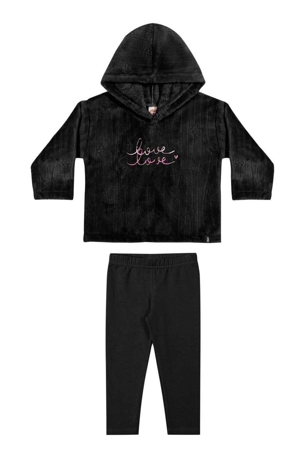 Infantil - Conjunto Menina Peluciado Love Elian Preto