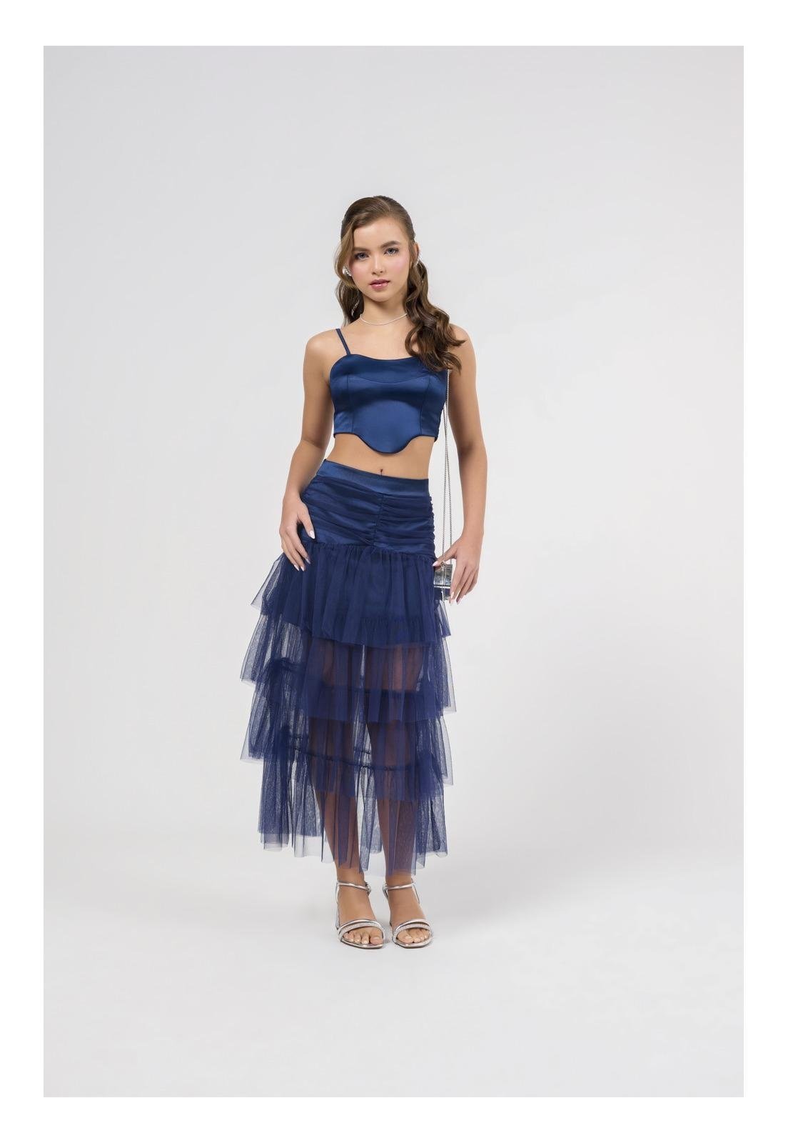 Infantil - Conjunto Saia Tule Festa Azul Bobby Lulu 16 Azul