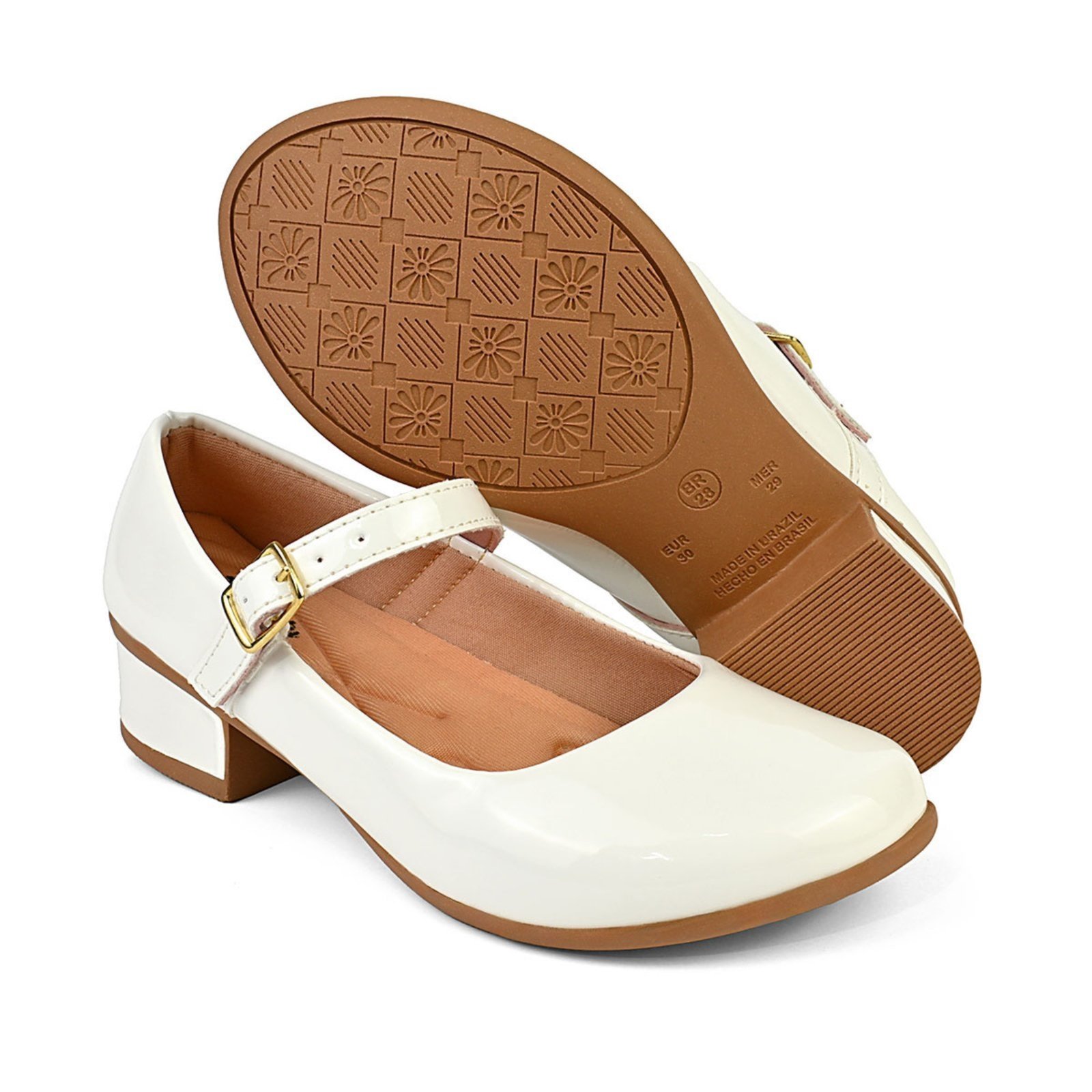 Infantil - Sapatilha Com Salto De Menina Boneca Feminina 101 - BRANCO 001
