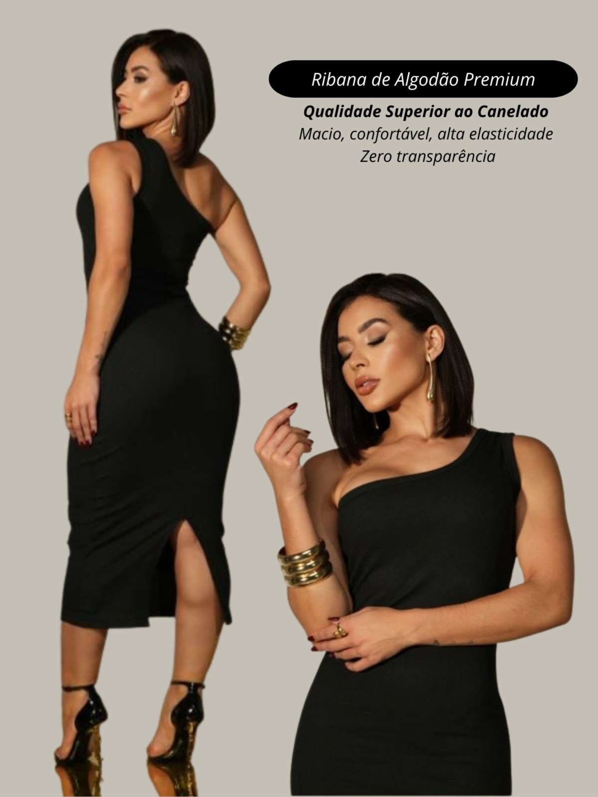 Vestido Feminino Longo preto com fenda de festa social Garota Urbana Fashion tendencia