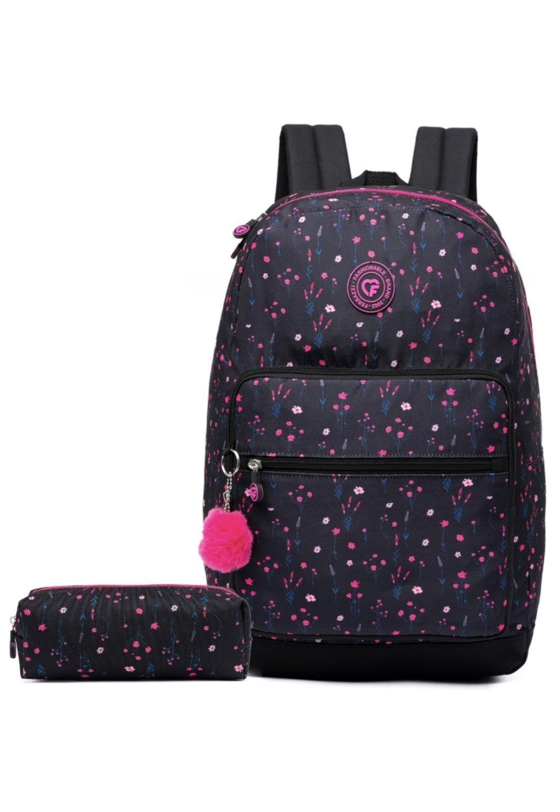 Mochila Escolar Feminina Ferrazzi Com Estojo Resistente Juvenil