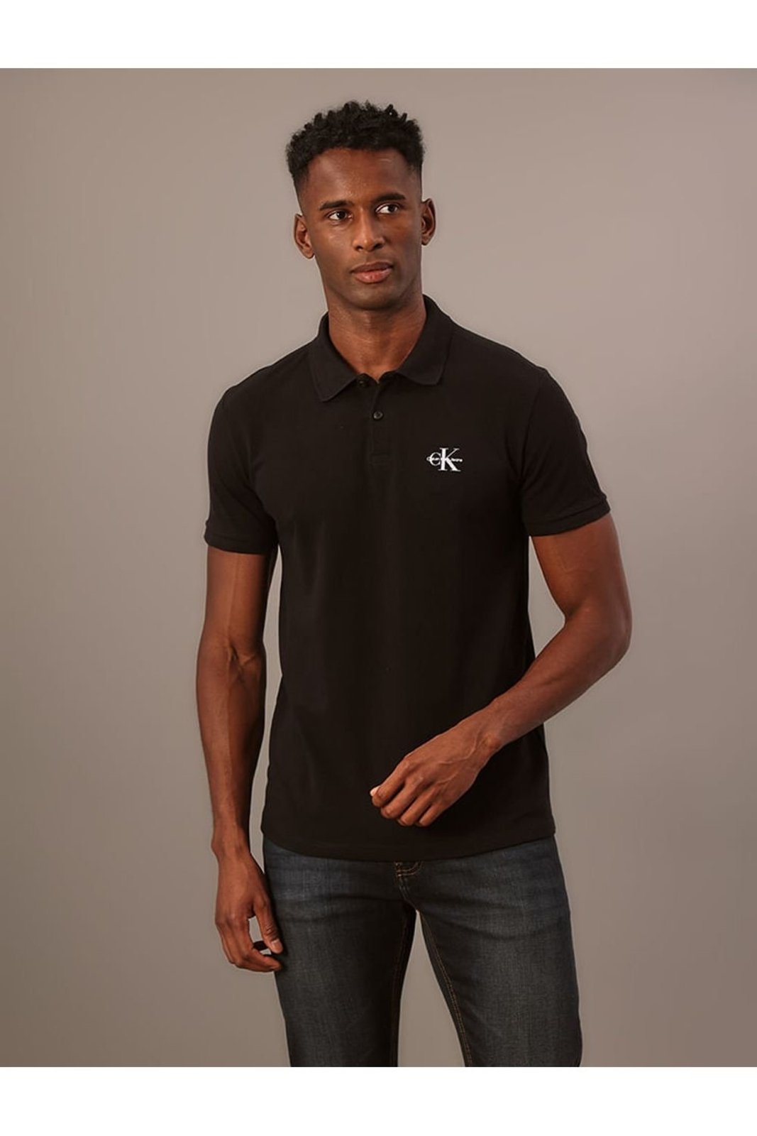 Polo Masculina Manga Curta Re Issue Calvin Klein Jeans - Preto