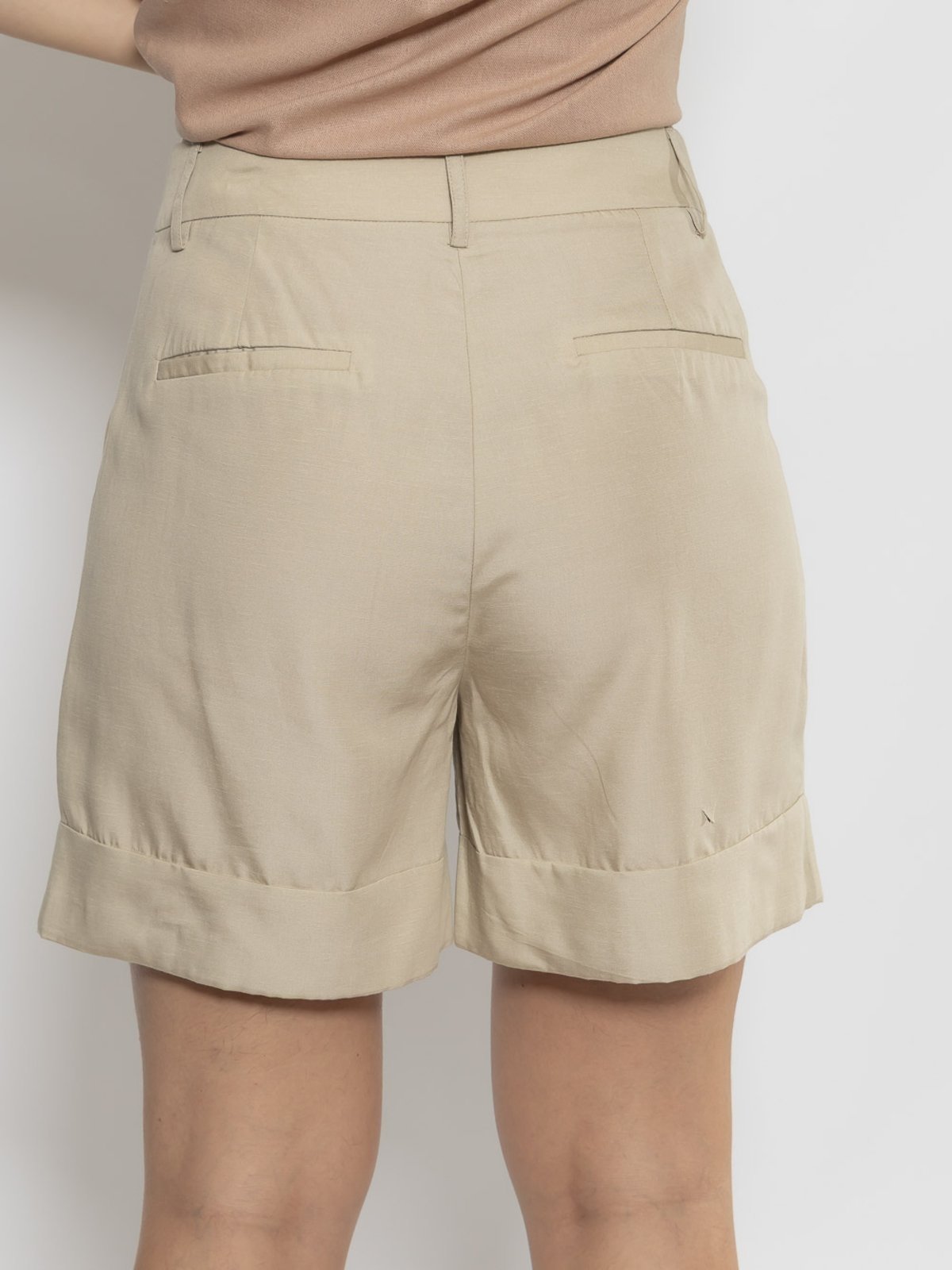 Vista 3 Shorts Linho Feminino Básico Crocker - 50626 azul Crocker azul