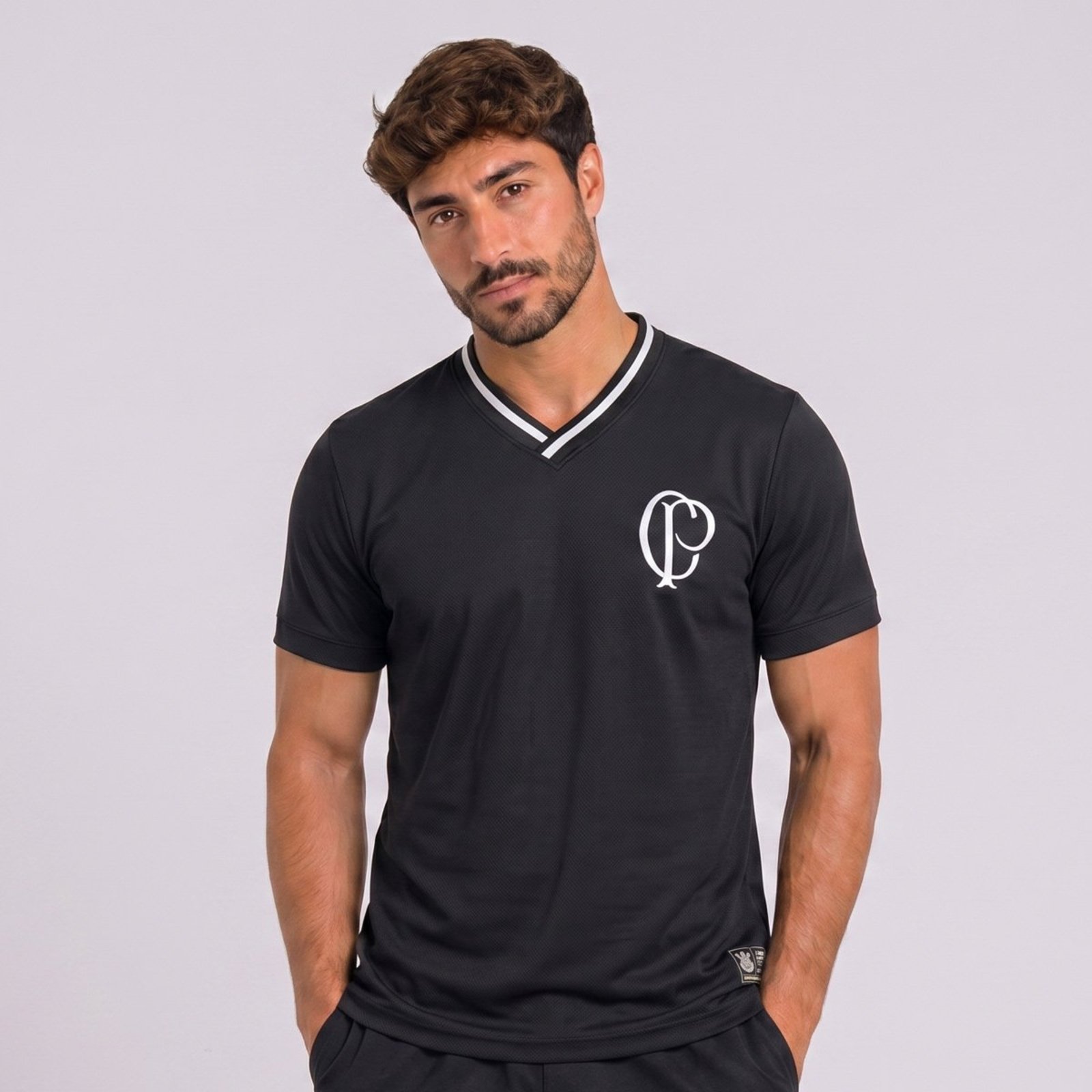 Camisa Corinthians Escudo Preta