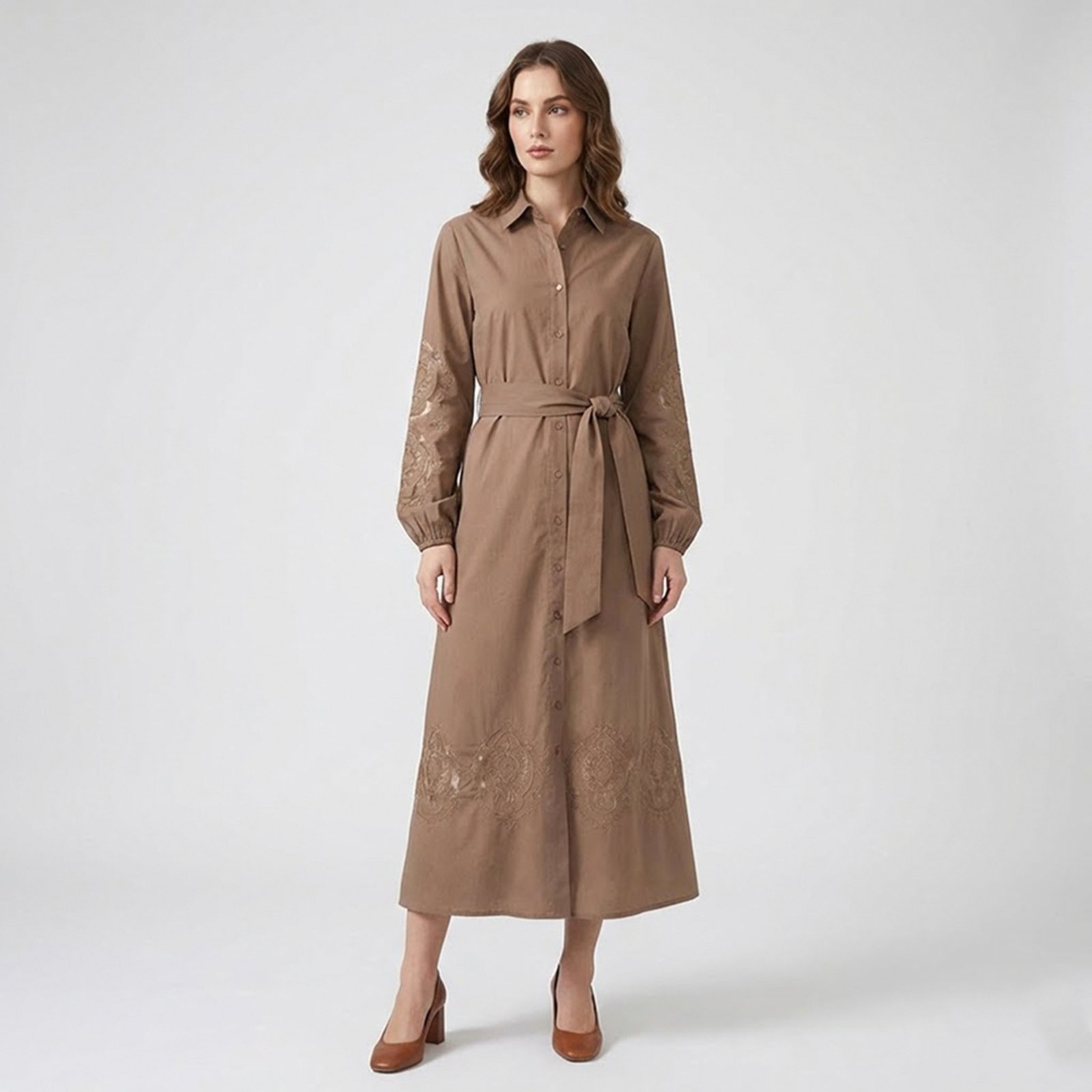 Vista 2 Vestido Chemise Dudalina Lucy Ou26 Feminino marrom Dudalina marrom