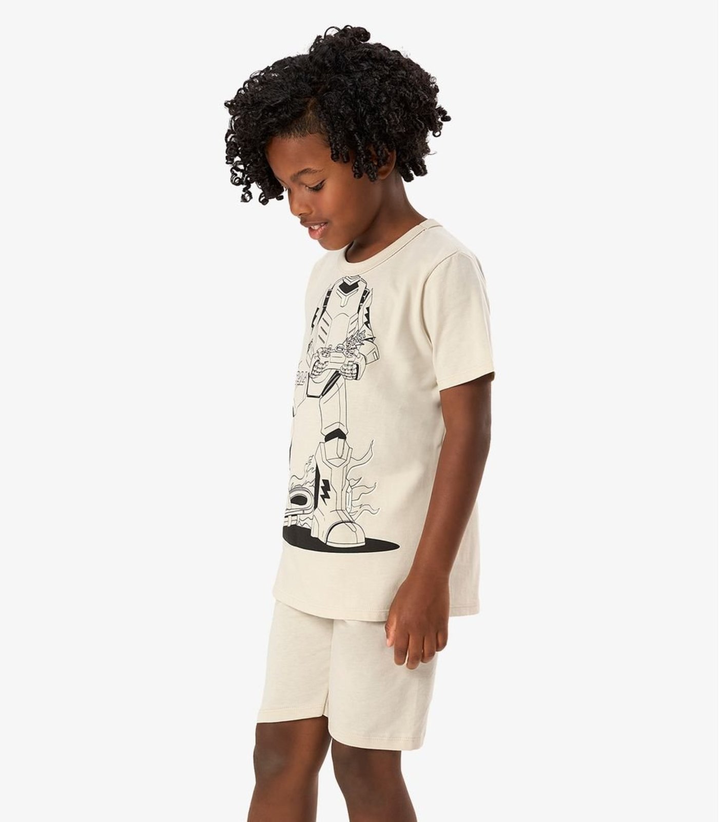 Pijama Camiseta Com Bermuda Rovi Bege