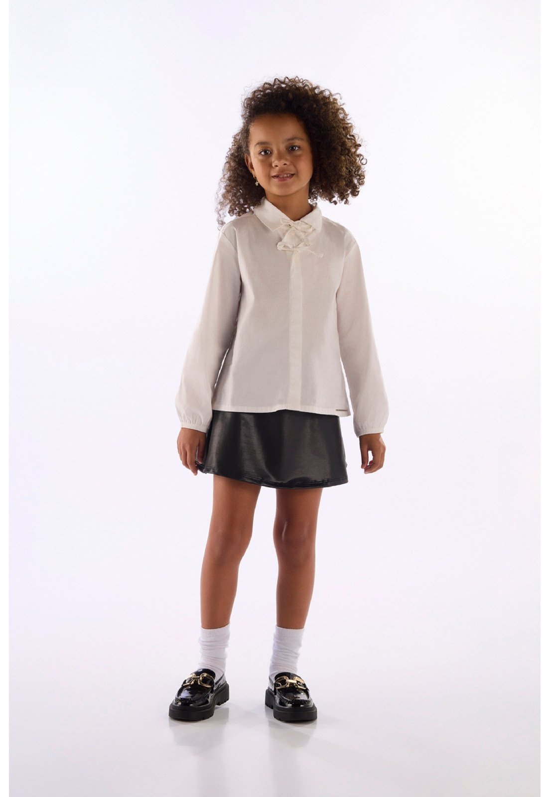Infantil - Bata Tricoline com Laço Quimby Branco