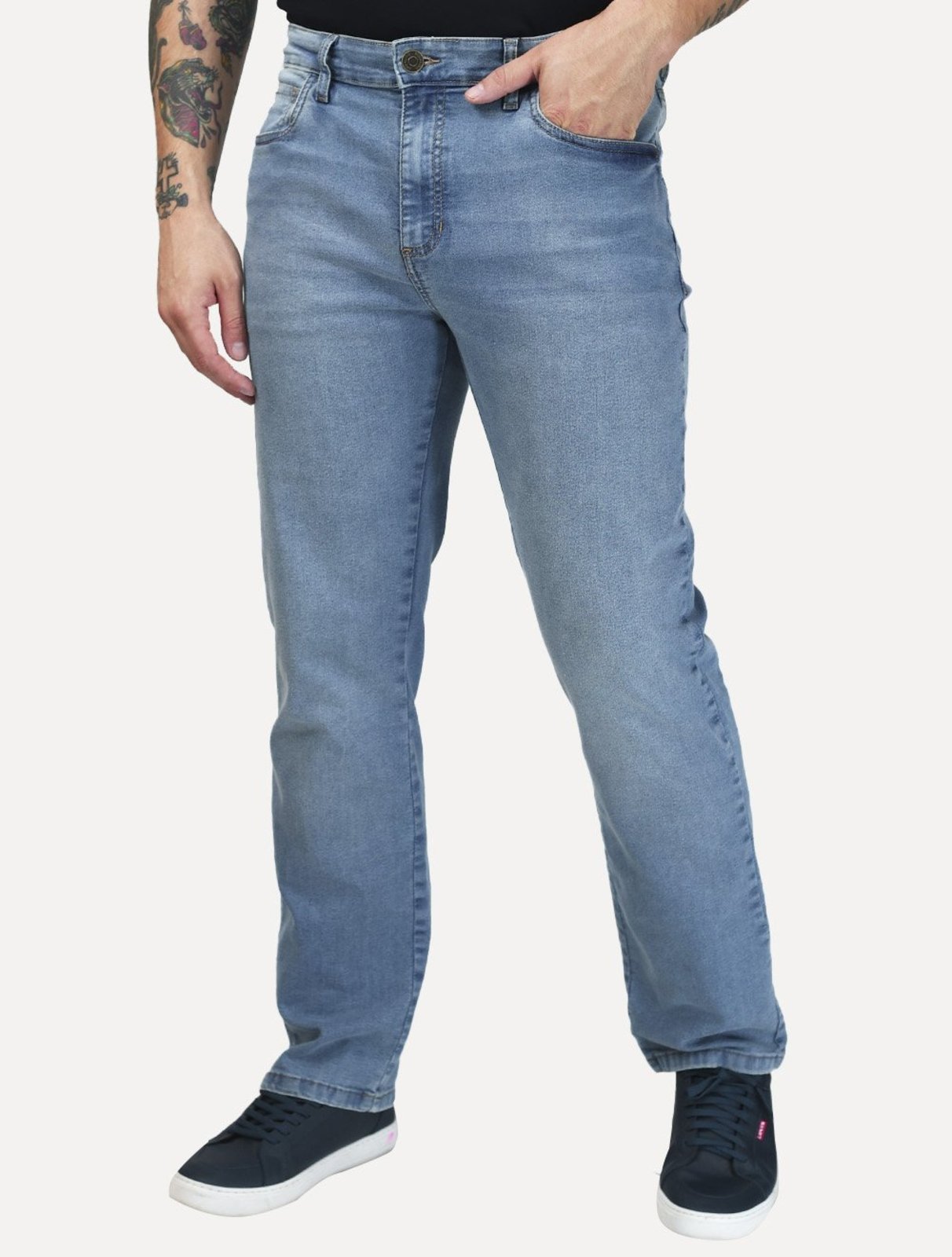 Calça Dudalina Jeans Masculina Right Vintage Azul Claro