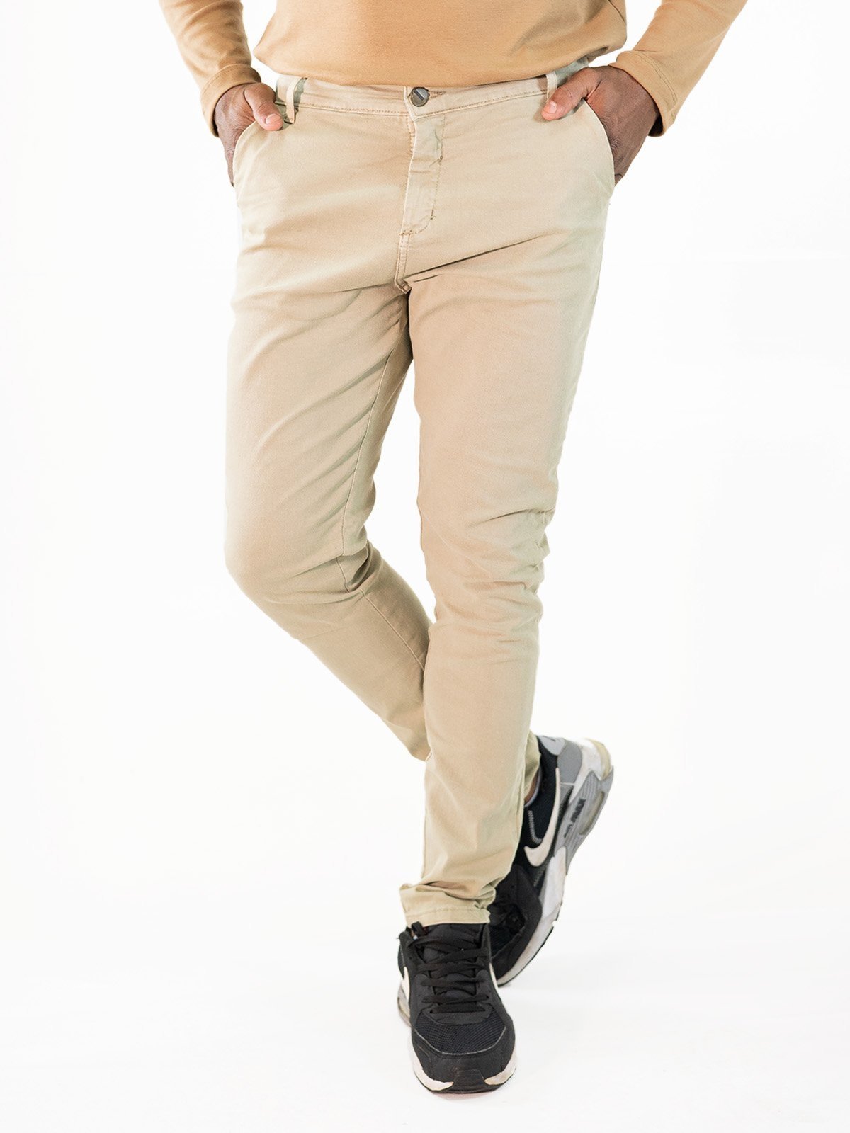 Calça Masculina Skinny Sarja Clássica Tons Neutros Anticorpus