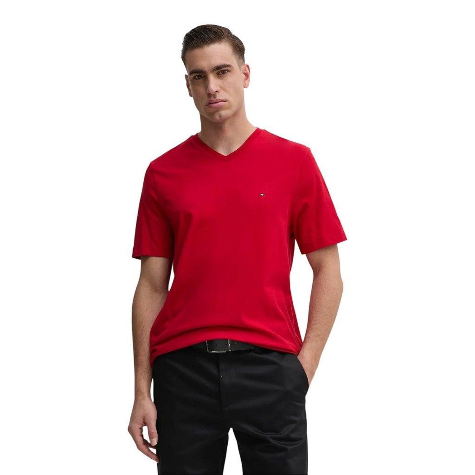 Camiseta Tommy Hilfiger Essential Gola V Masculino Vermelho