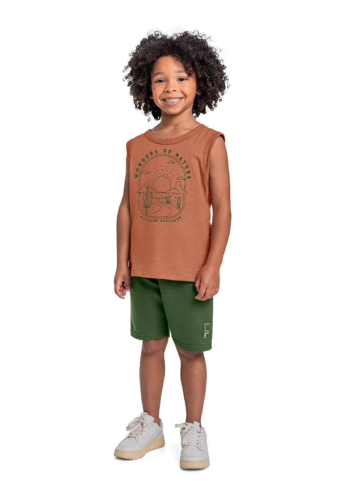 Infantil – Conjunto Regata e Bermuda Menino Bee Loop Marrom