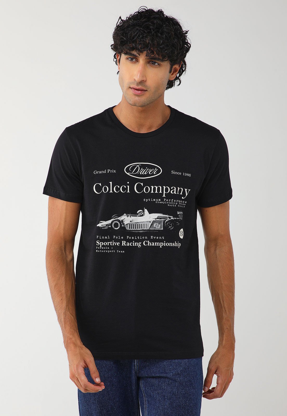Camiseta Masculina Colcci Estampa Automobilismo Preta