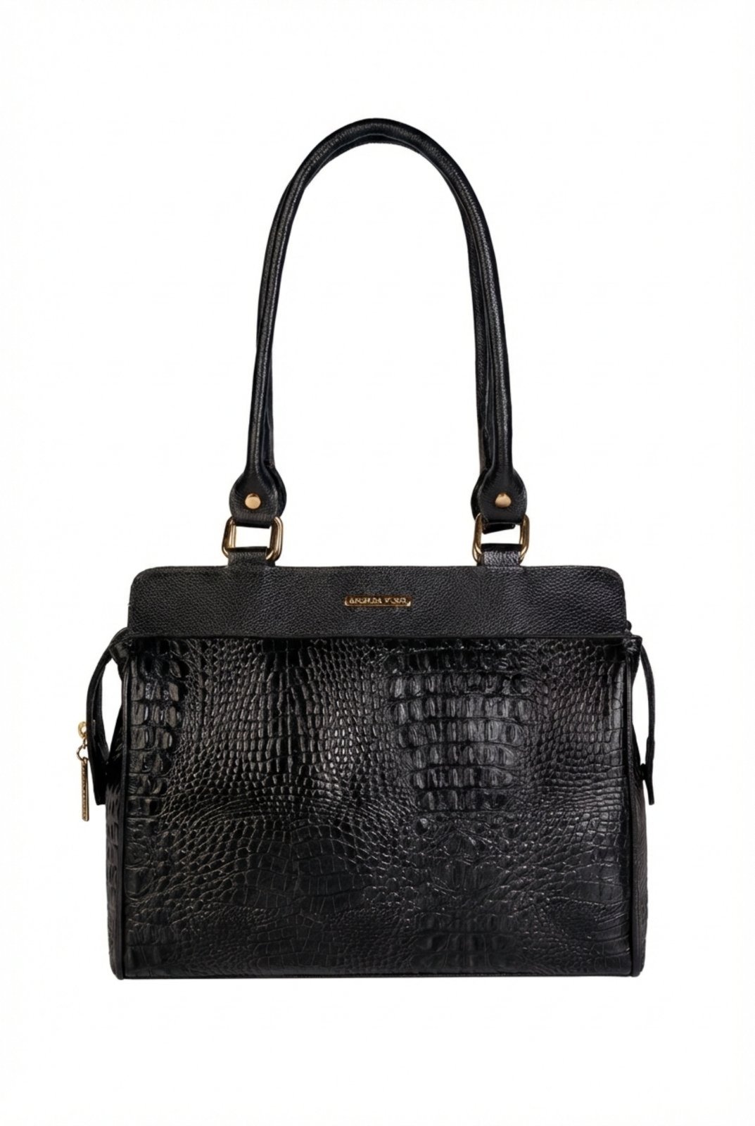 Vista 2 Bolsa de ombro em couro croco Silvia Andrea Vinci preto Andrea Vinci preto