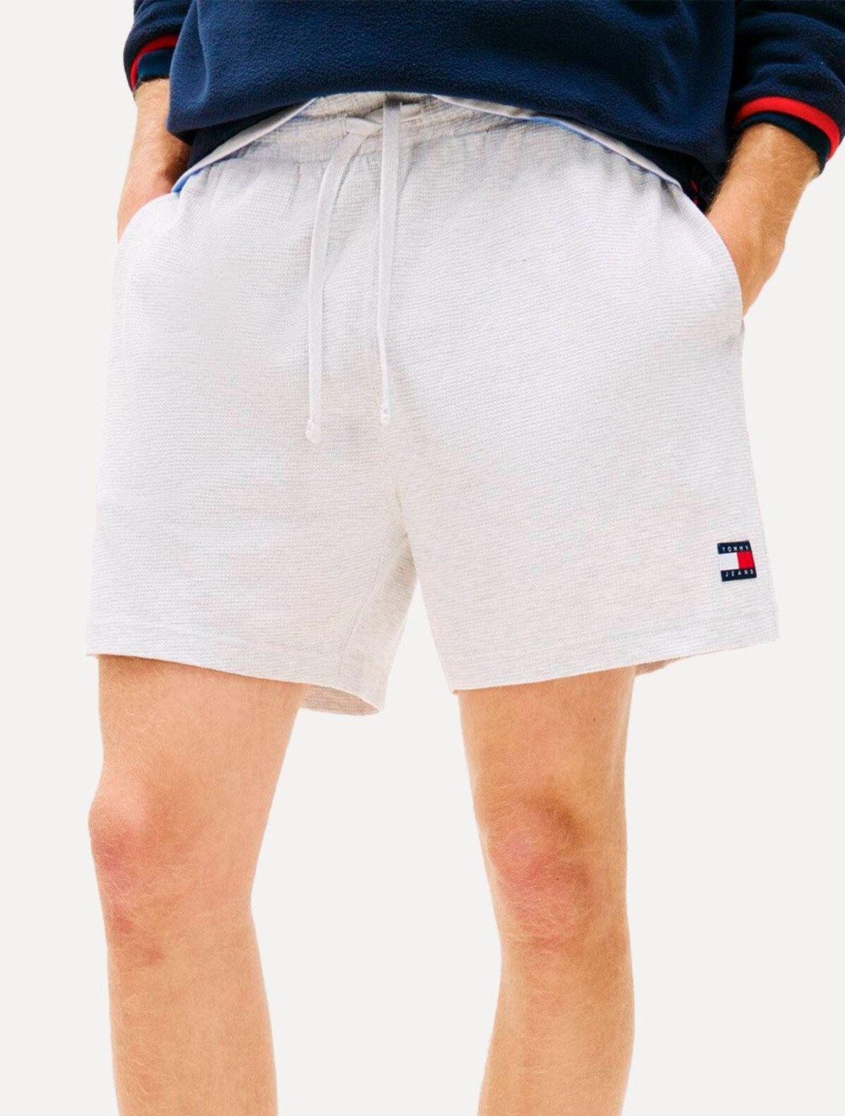 Short Tommy Jeans Masculino Pleated Waffle Texture Cinza Claro