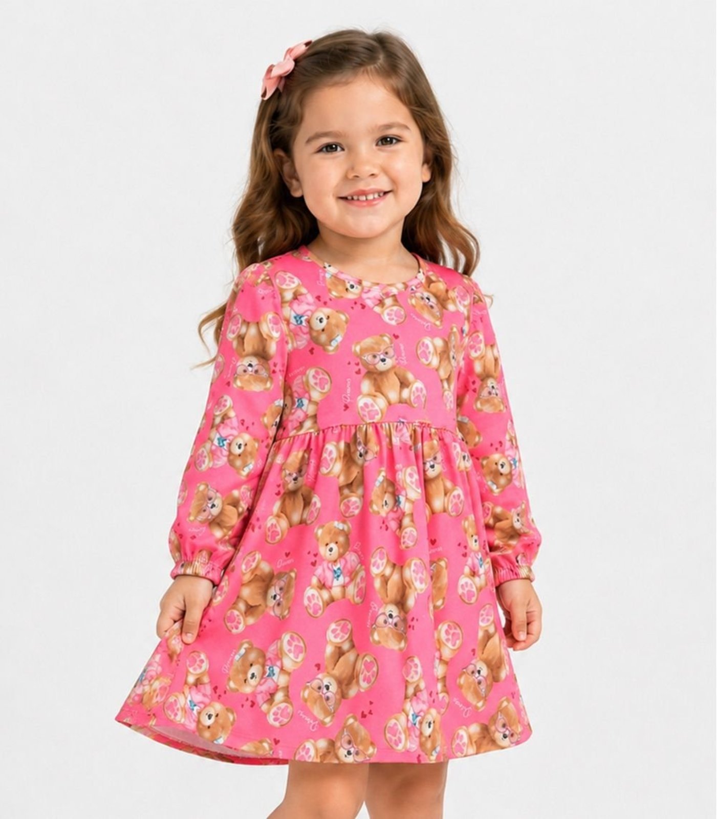 Infantil - Vestido Moletinho Flufy Estampado Select Rosa