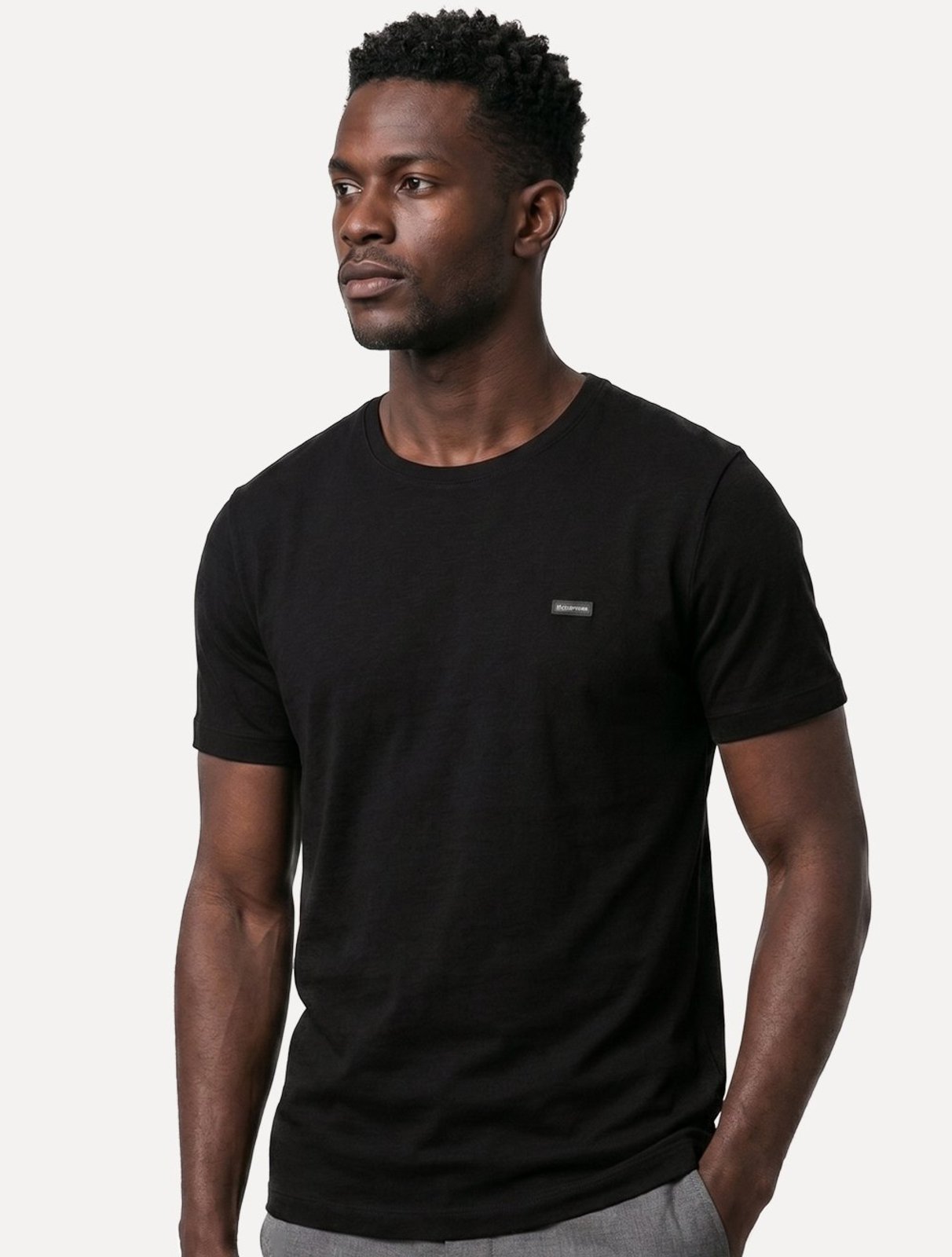 Camiseta Calvin Klein Masculina Egyption Cotton Rubber Patch Preta