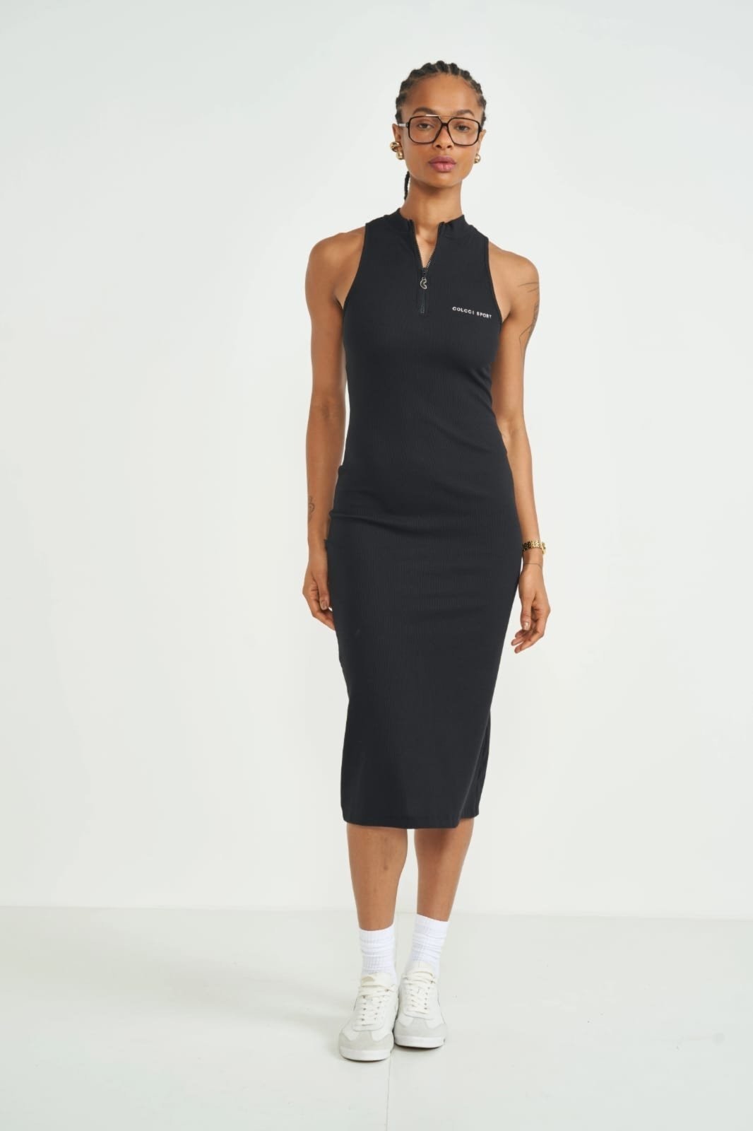 Vestido Colcci Midi Slim com Ziper Canelado Preto