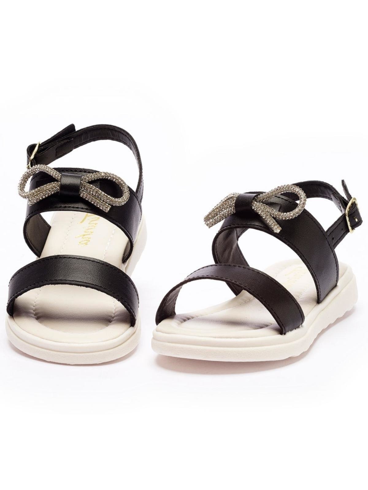 Vista 3 Infantil - Sandália Feminina Tininha Menina Laço Strass nude Tininha nude
