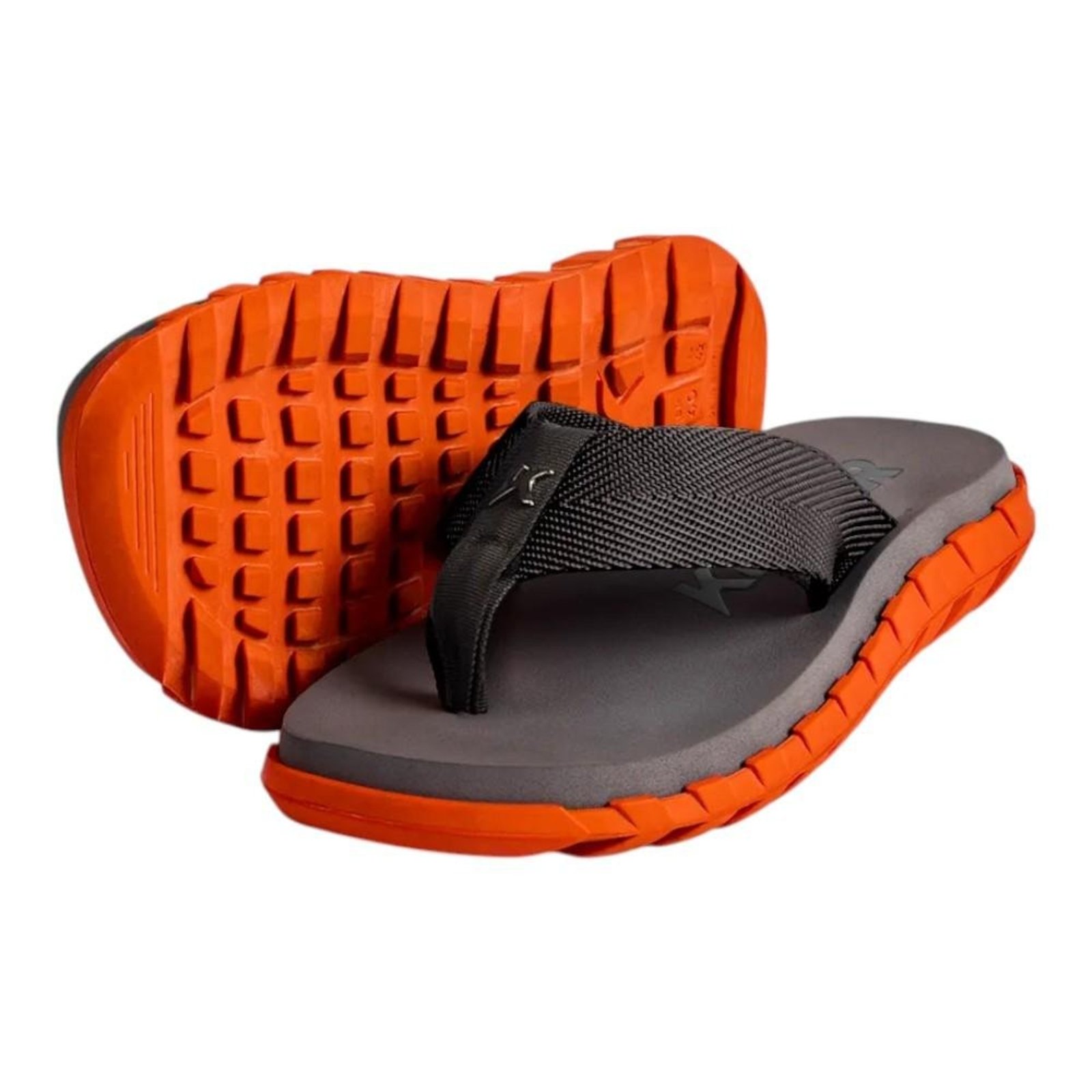 Chinelo Kenner Megah Masculino Cinza e Lanranja Laranja