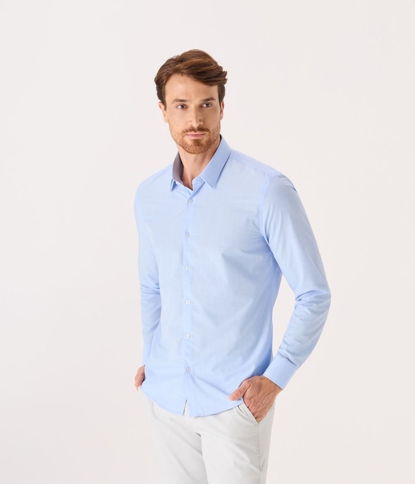 Camisa Makenji Slim Quadrile Masculina Azul Claro