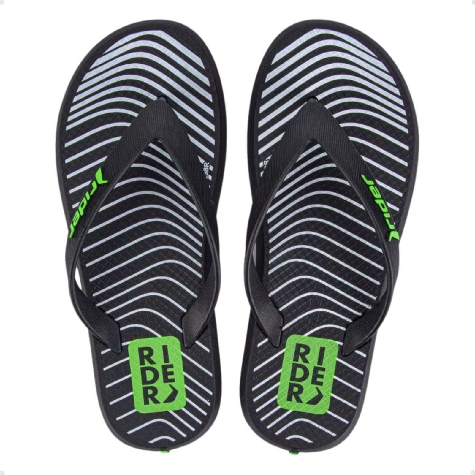 Chinelo Masculino Dedo Rider R1 Style Preto E Verde