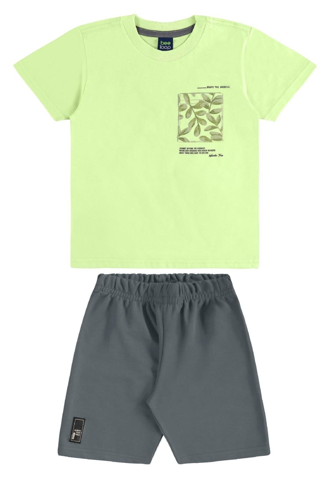 Vista 2 Infantil - Conjunto Camiseta Bolso Bermuda Bee Loop bege Bee Loop bege