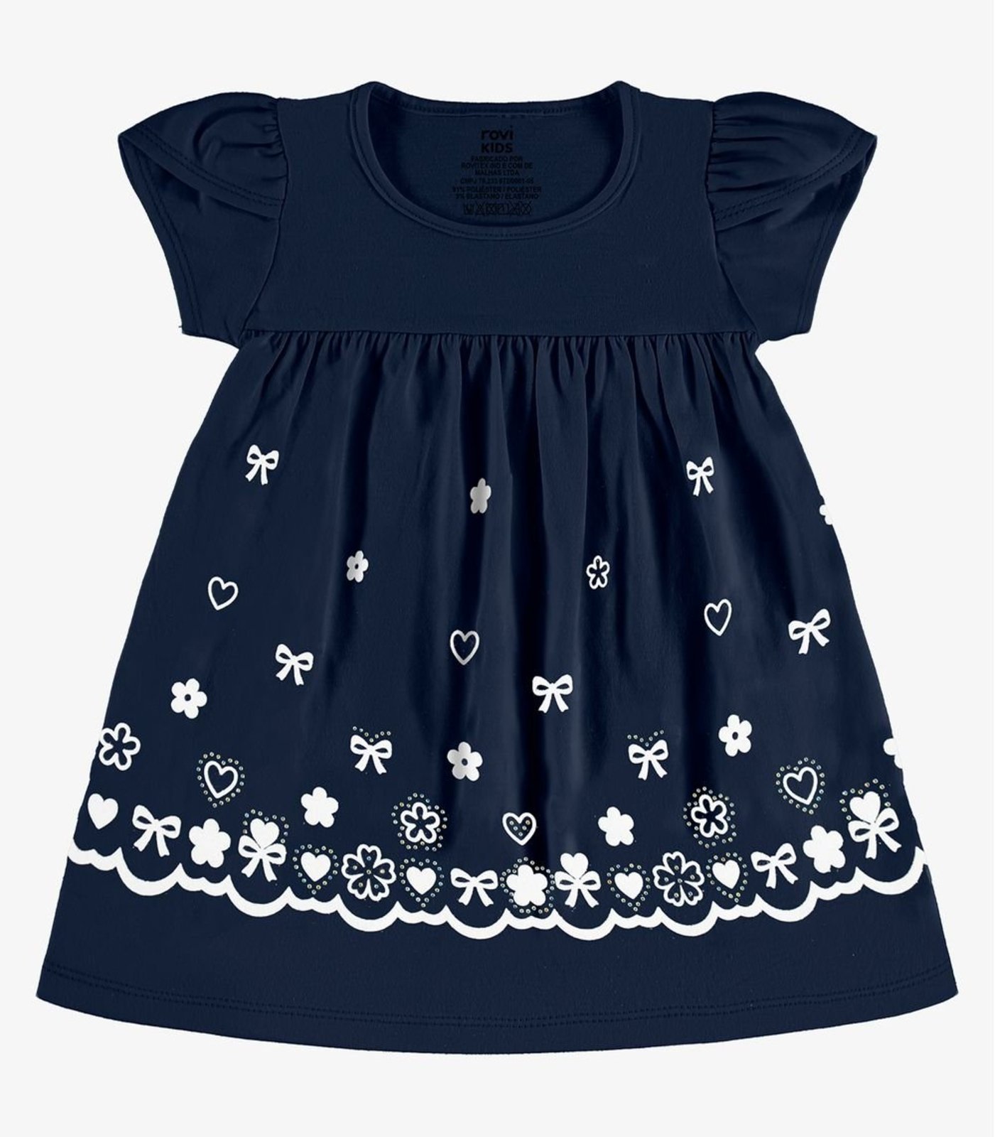 Infantil - Vestido Estampado Meia Malha Rovi Azul
