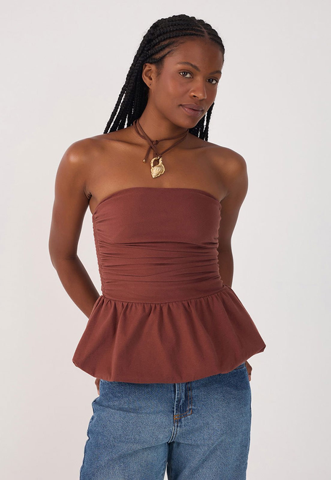 Blusa Dress To Balonê Plissado Vinho