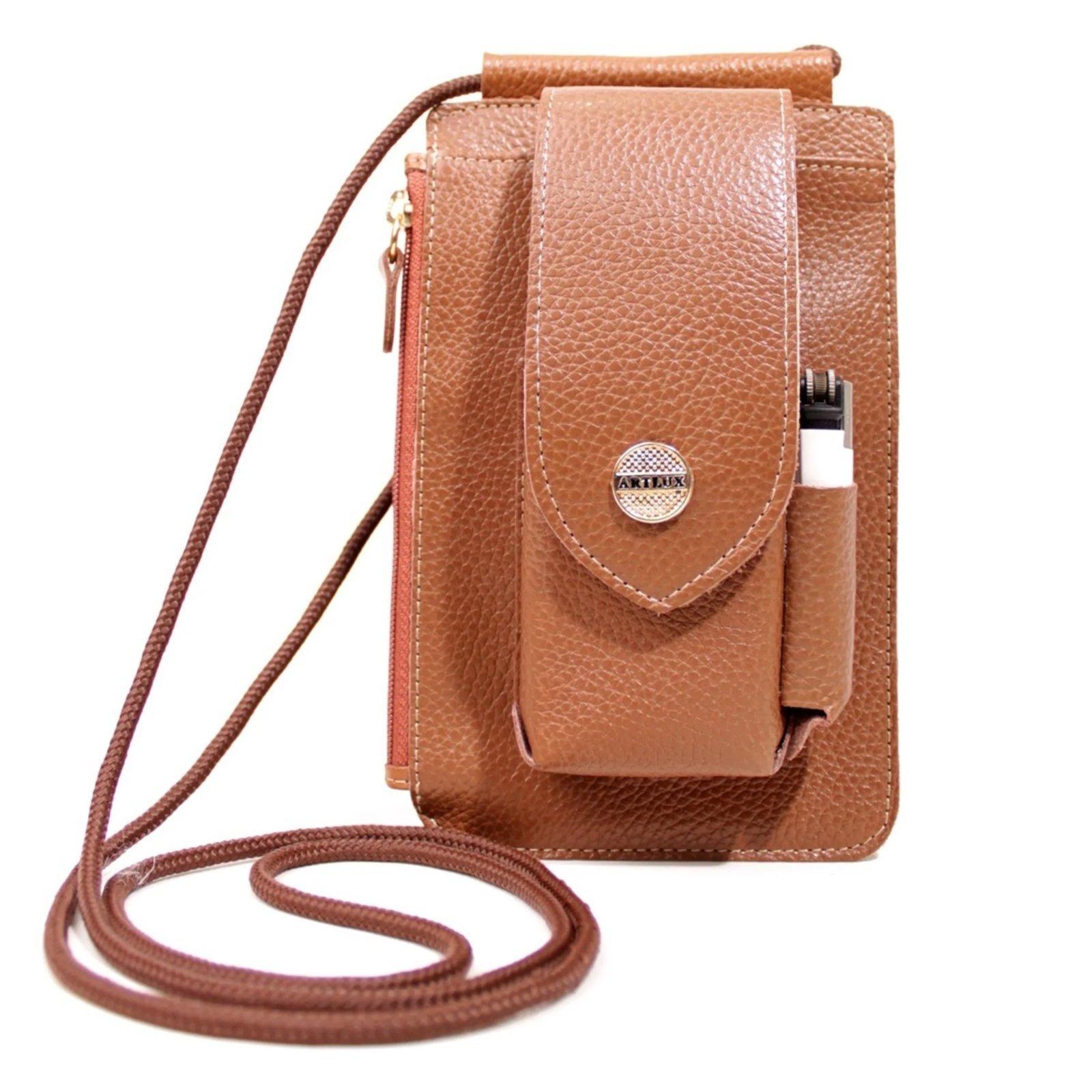 Bolsa Transversal Cigarreira em Couro Artlux 9057 – CARAMELO