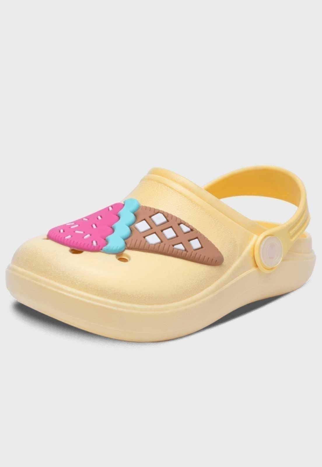 Infantil - Babuche Feminino Pópidi Menina Sorvete Amarelo