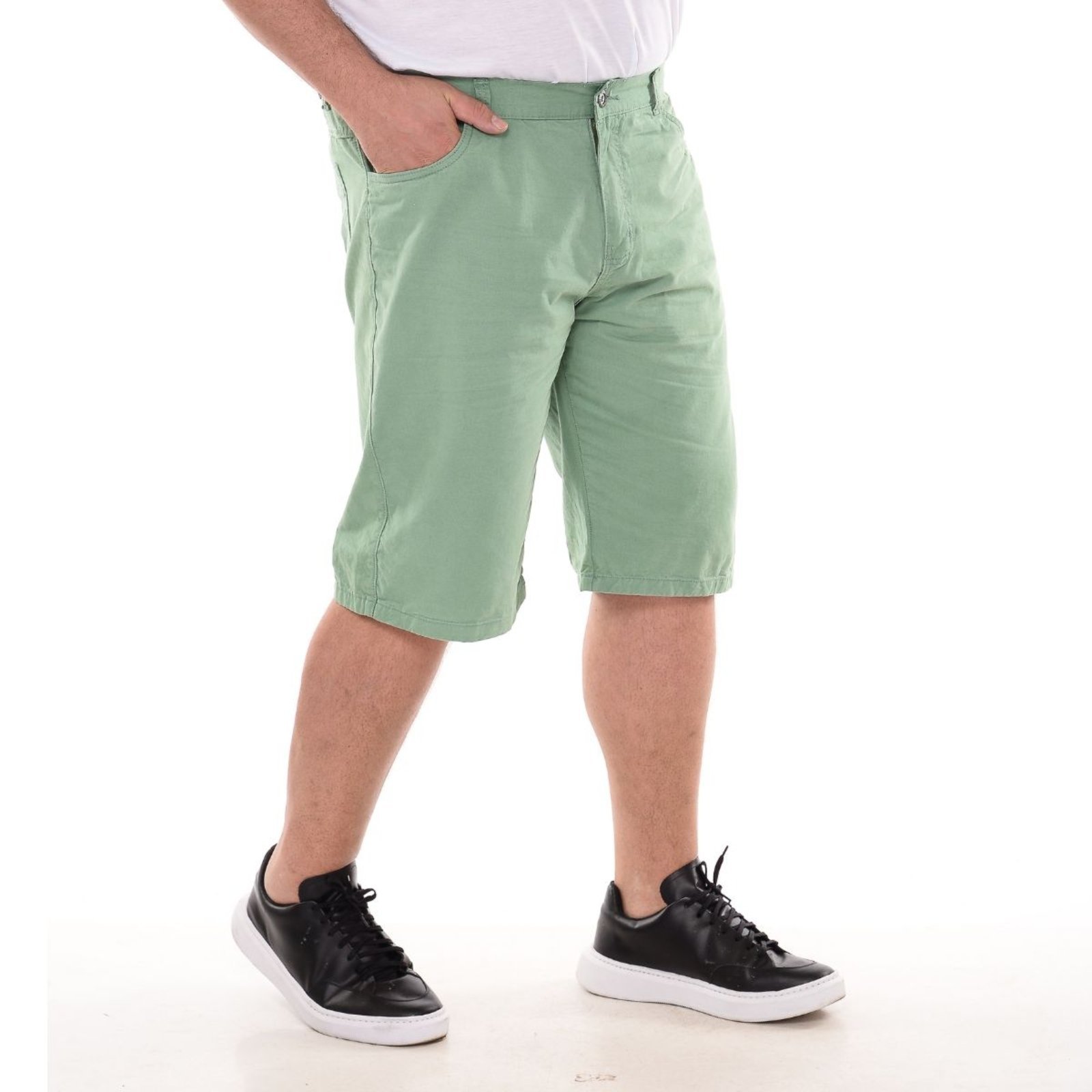 Bermuda Plus Size Masculina Jeans Loka Sarja Verde Oliva