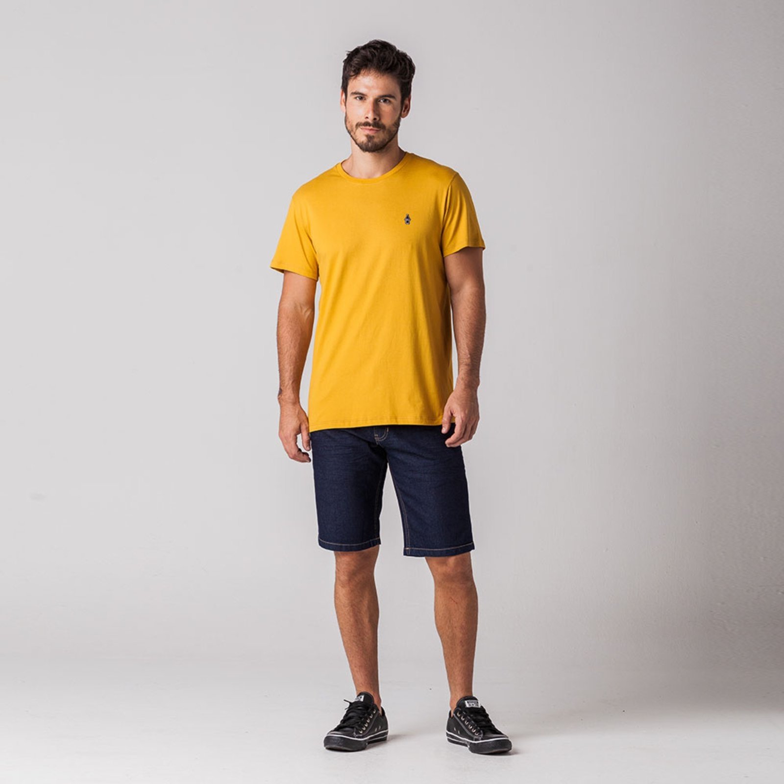 Camiseta Masculina Básica Rock e Soda Mostarda