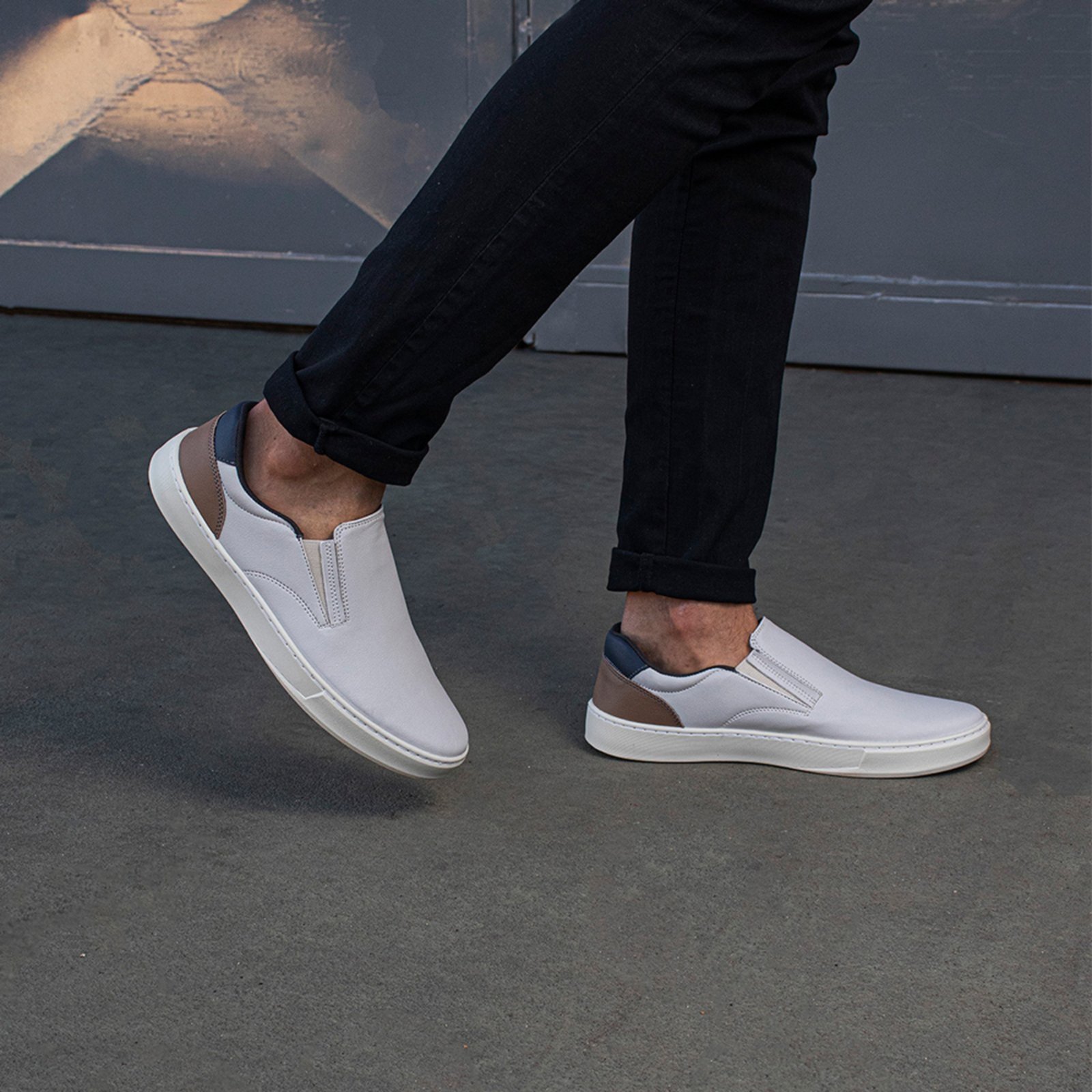 Tênis Masculino Bredeni Iate Slip On Sapatênis Casual Confortável Macio Leve Estiloso Trabalho Cinza
