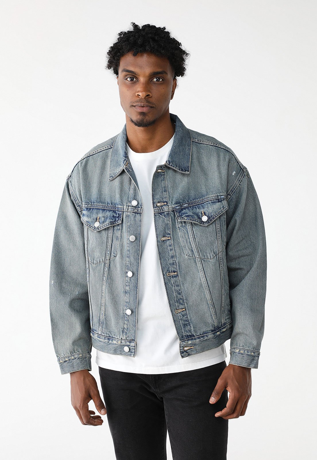 Jaqueta Jeans GAP Recortes Azul
