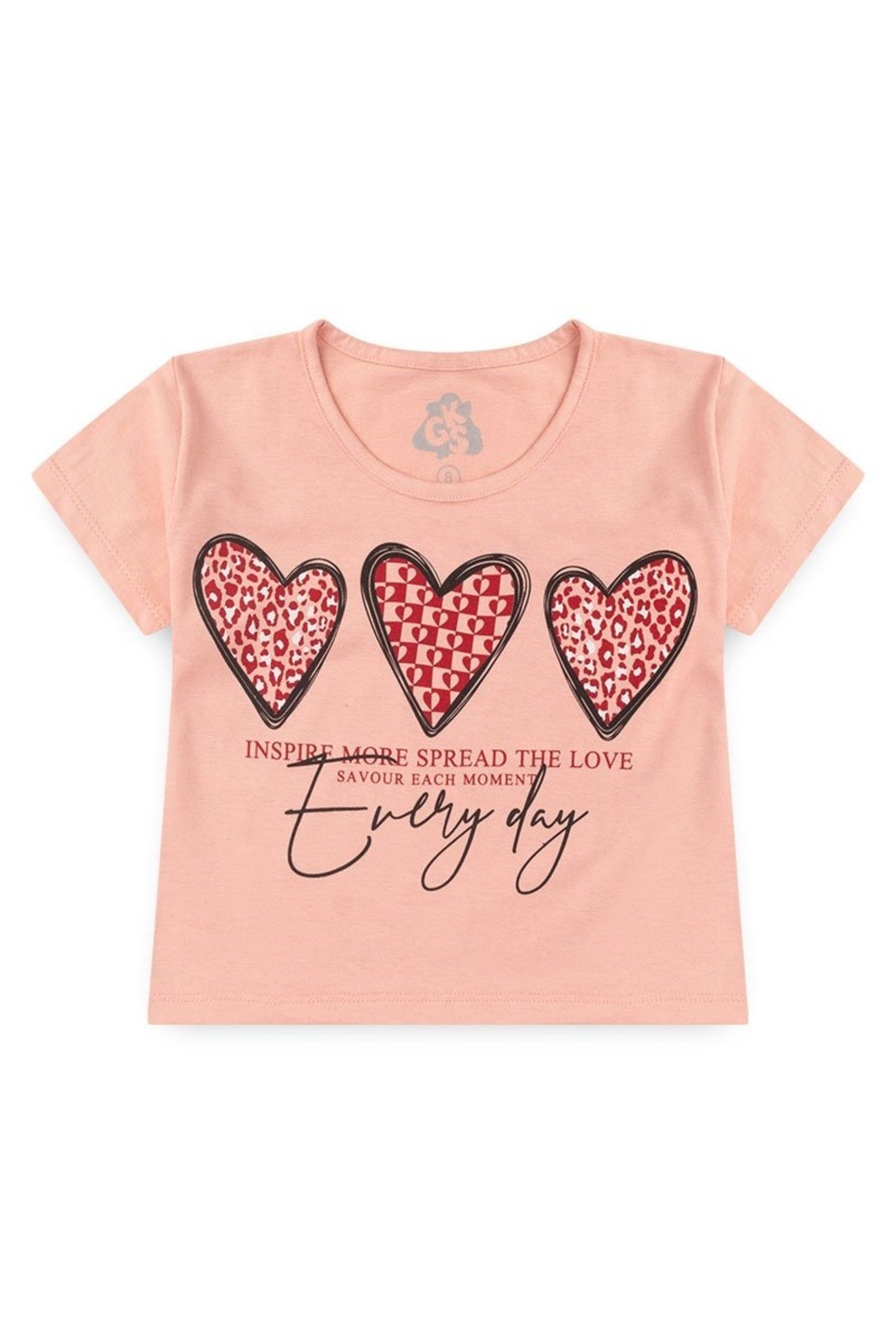 Infantil – Conjunto para Menina Corações Cropped e Shorts – GKS